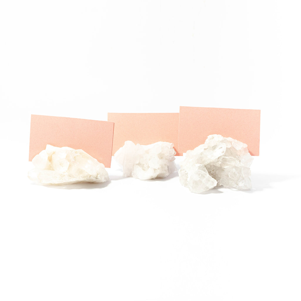 Clear Quartz Druzy Card, Picture, Placement, Tag Holder