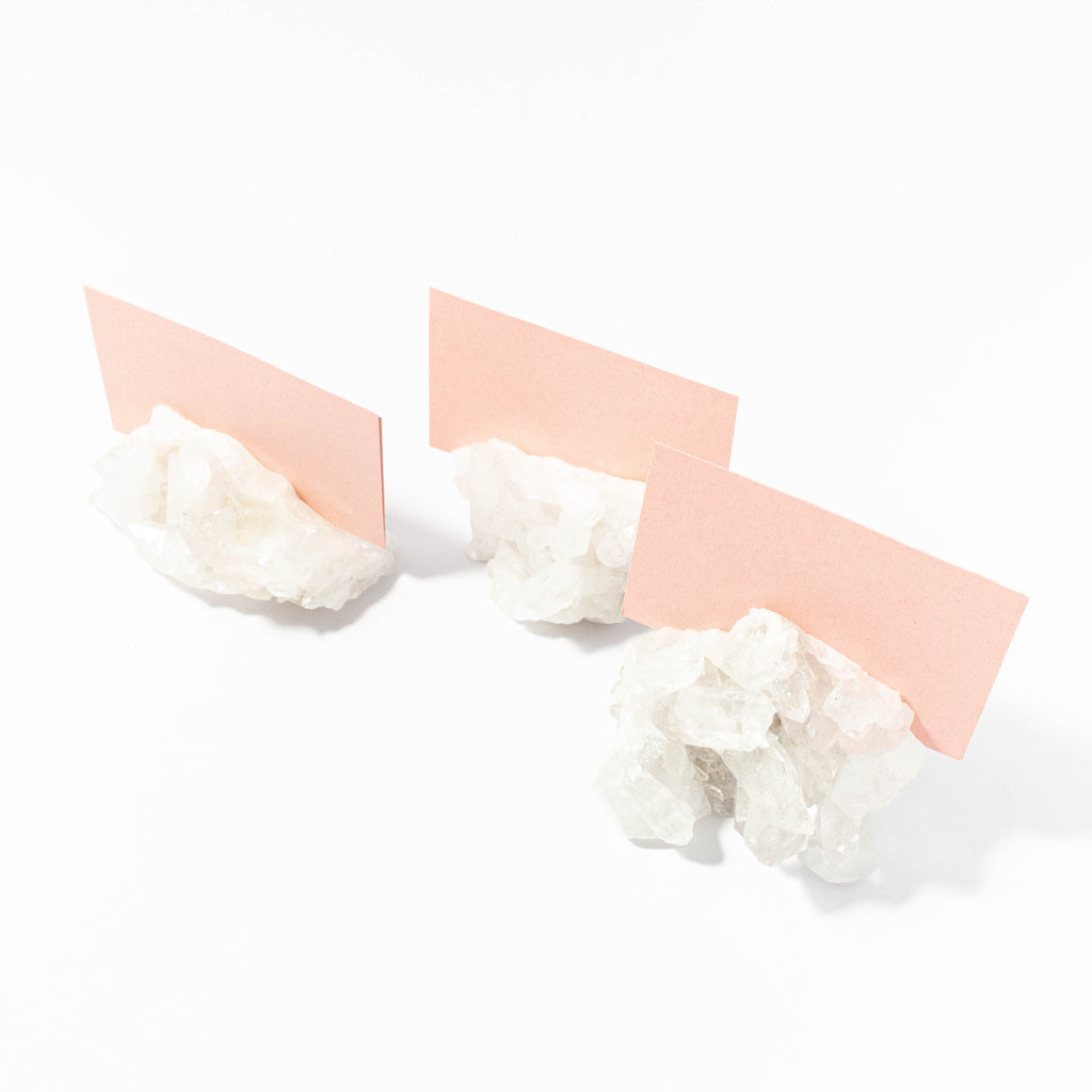 Clear Quartz Druzy Card, Picture, Placement, Tag Holder