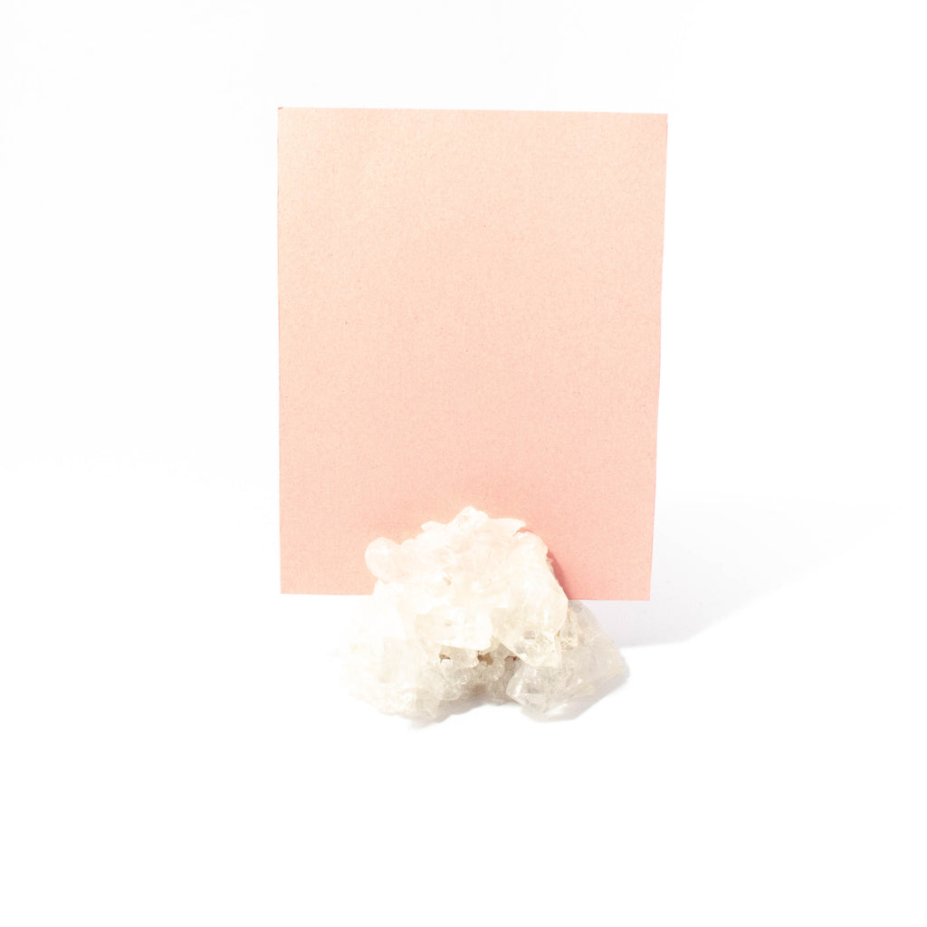 Clear Quartz Druzy Card, Picture, Placement, Tag Holder