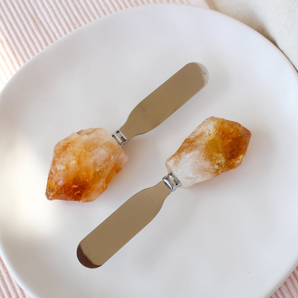 Spreader with Crystal Handle - Citrine Point Rough