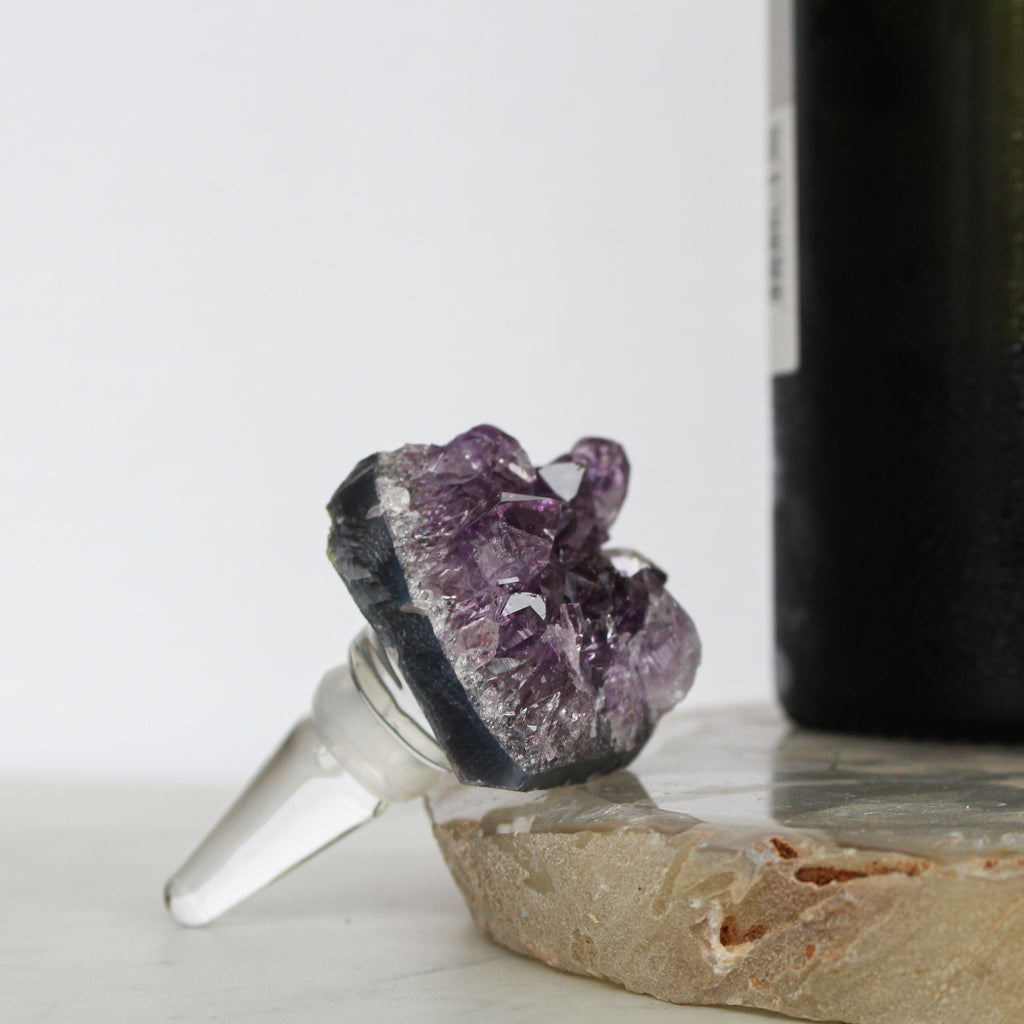 Amethyst Druzy Wine Stopper in Acrylic
