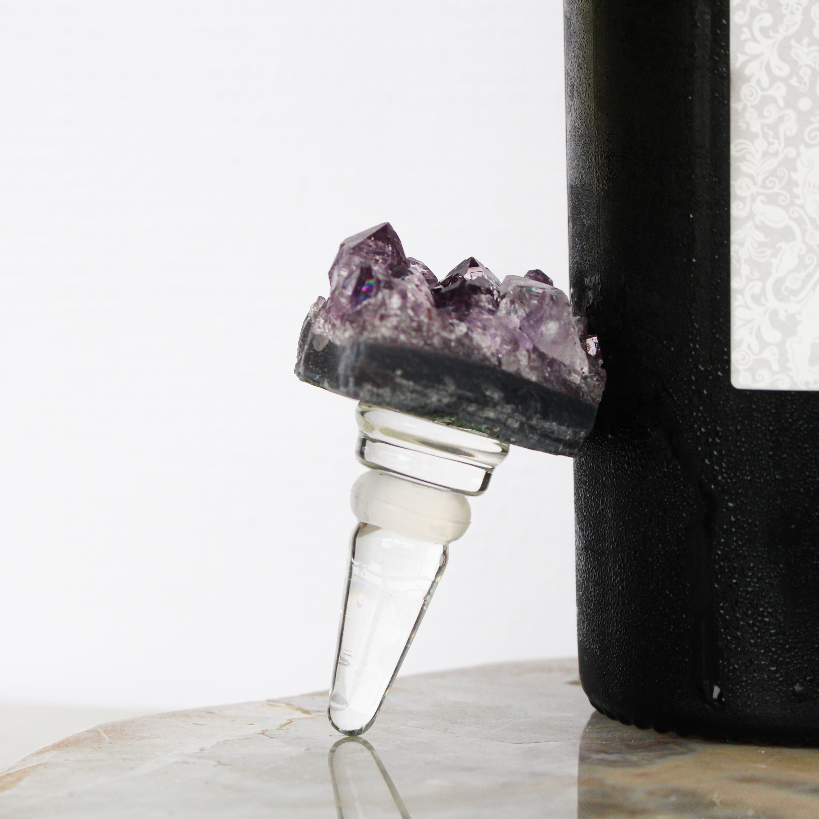 Amethyst Druzy Wine Stopper in Acrylic