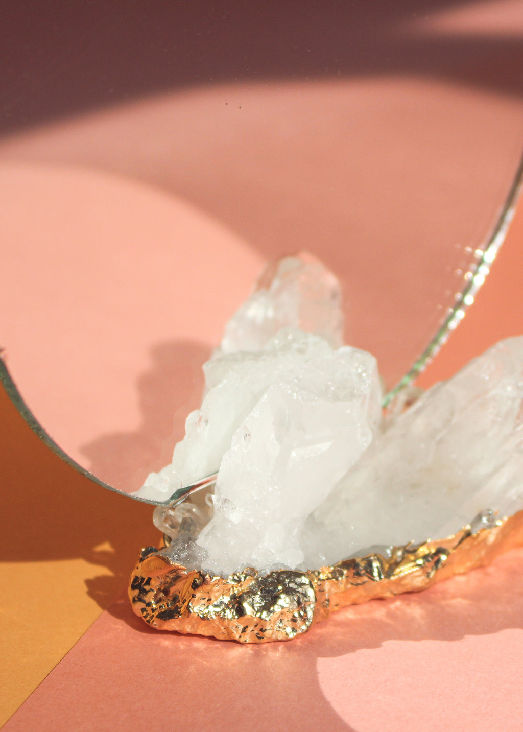 Round Mirror with Clear Quartz Holder