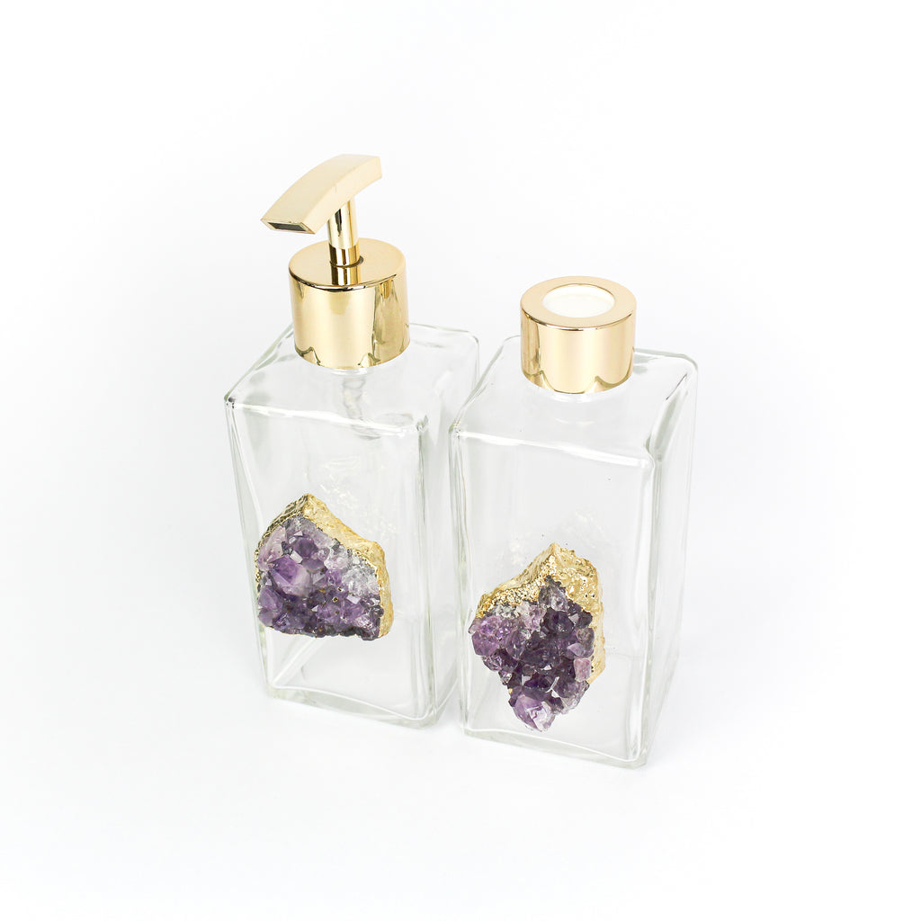 Handcrafted Crystal Glass Dispenser & Diffuser Set - 2 Piece
