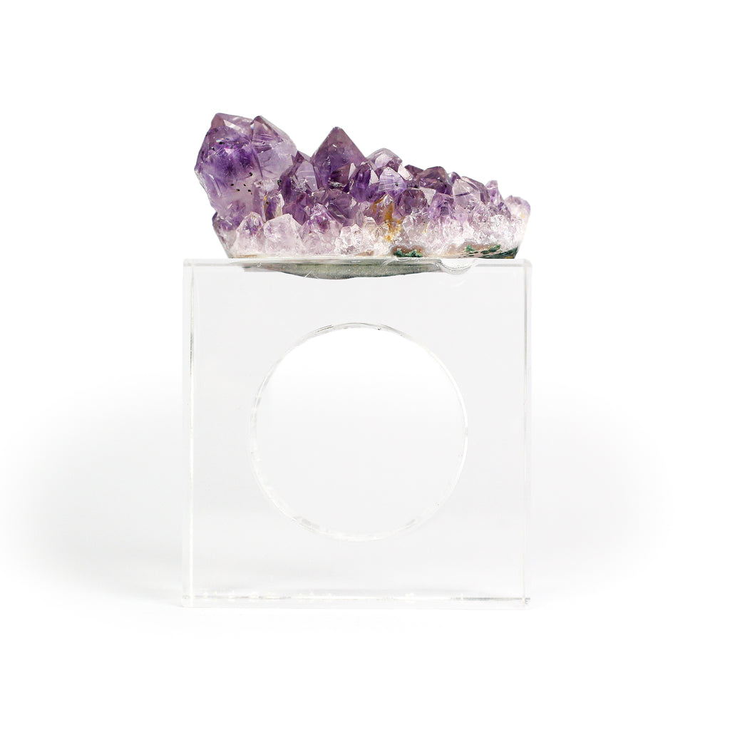Napkin Ring in Acrylic with Crystal Accent - Amethyst Druzy