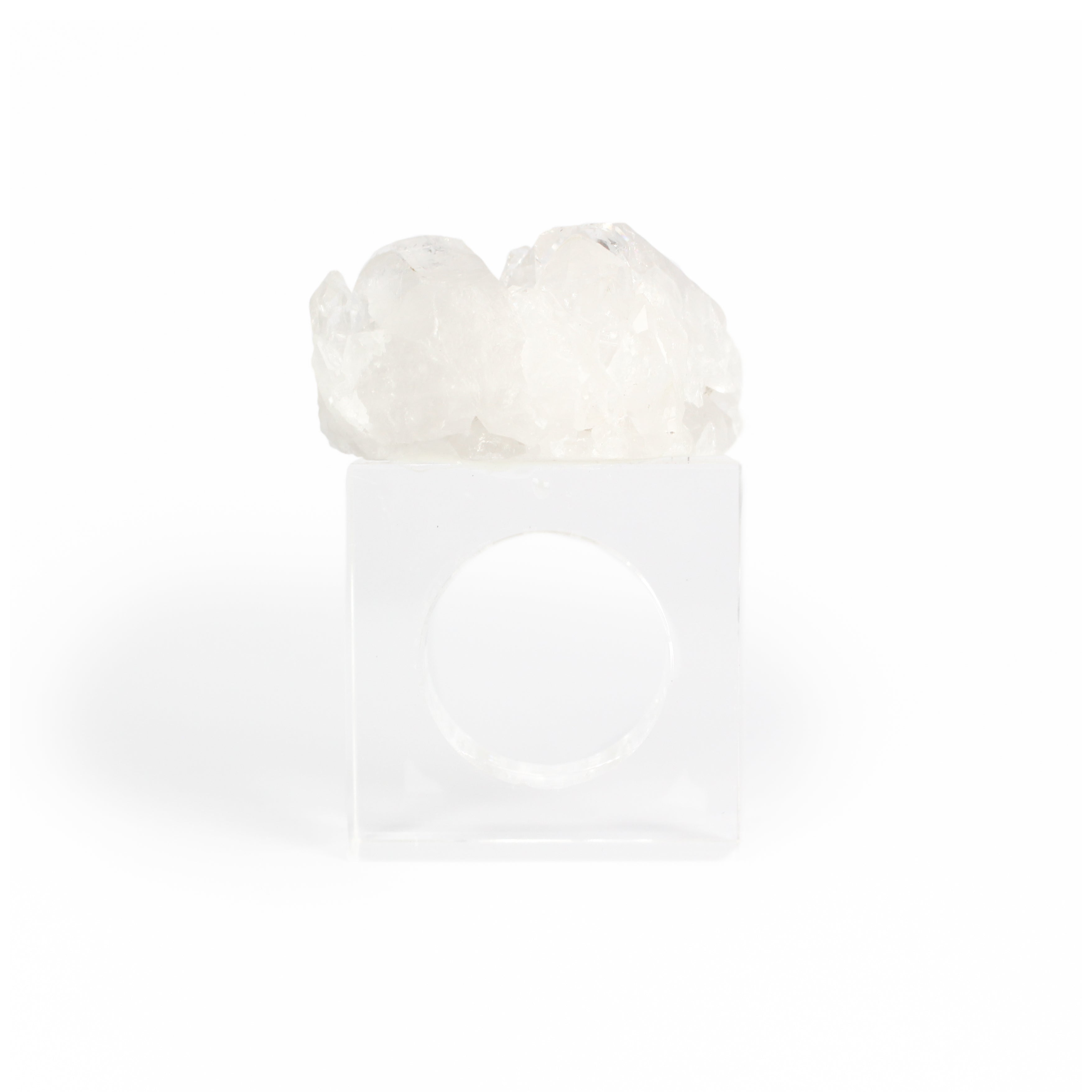 Napkin Ring in Acrylic with Crystal Accent - Clear Quartz Druzy