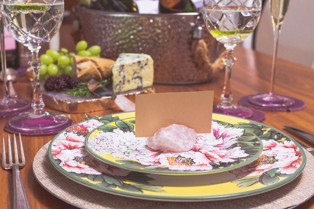 Rose Quartz Card, Picture, Placement, Tag, Place Card Holder