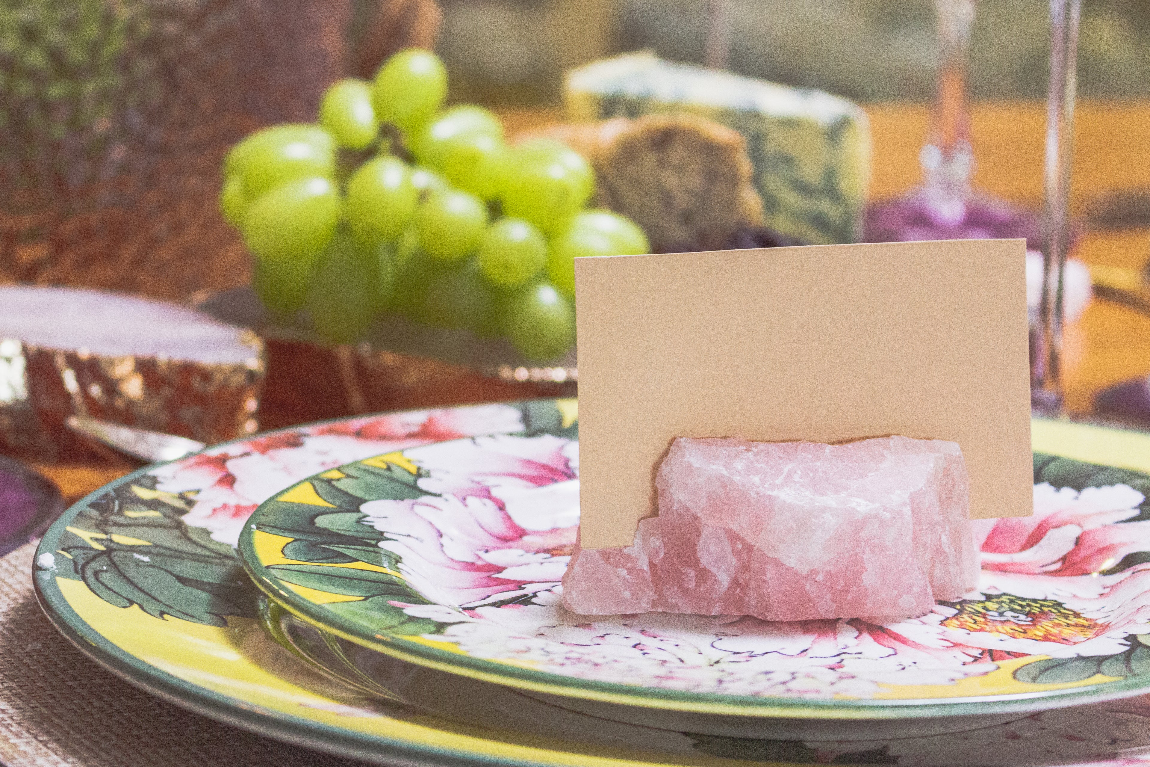 Rose Quartz Card, Picture, Placement, Tag, Place Card Holder