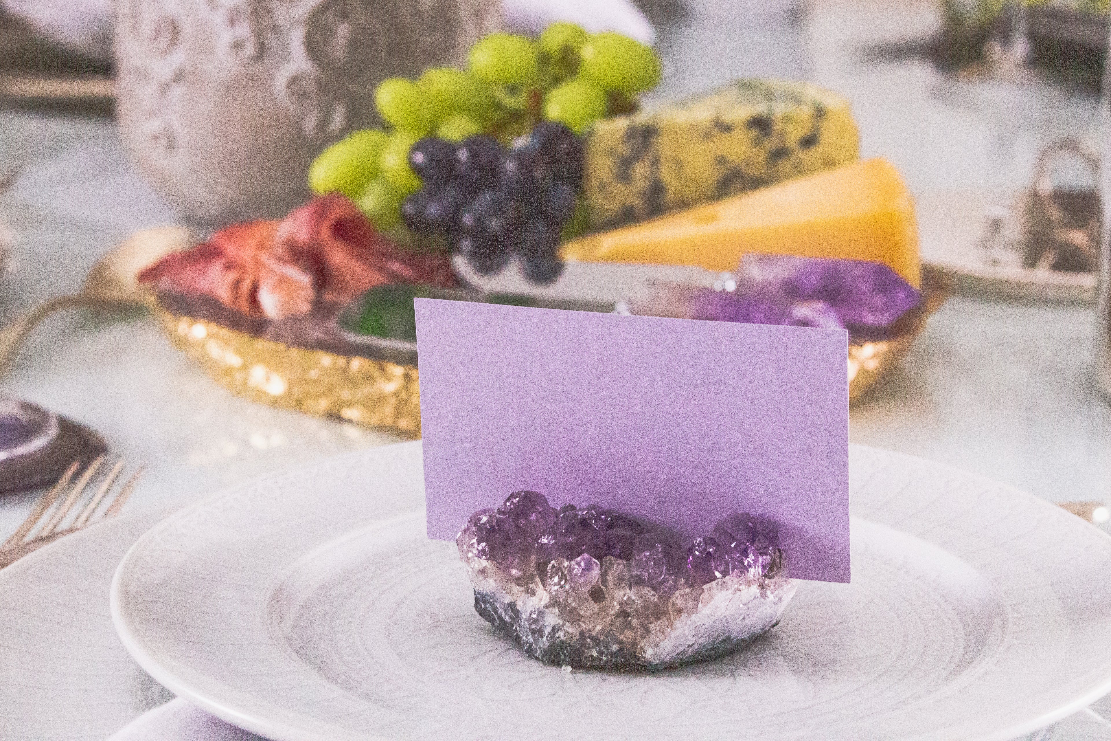 Amethyst Druzy Card, Picture, Placement, Tag Holder