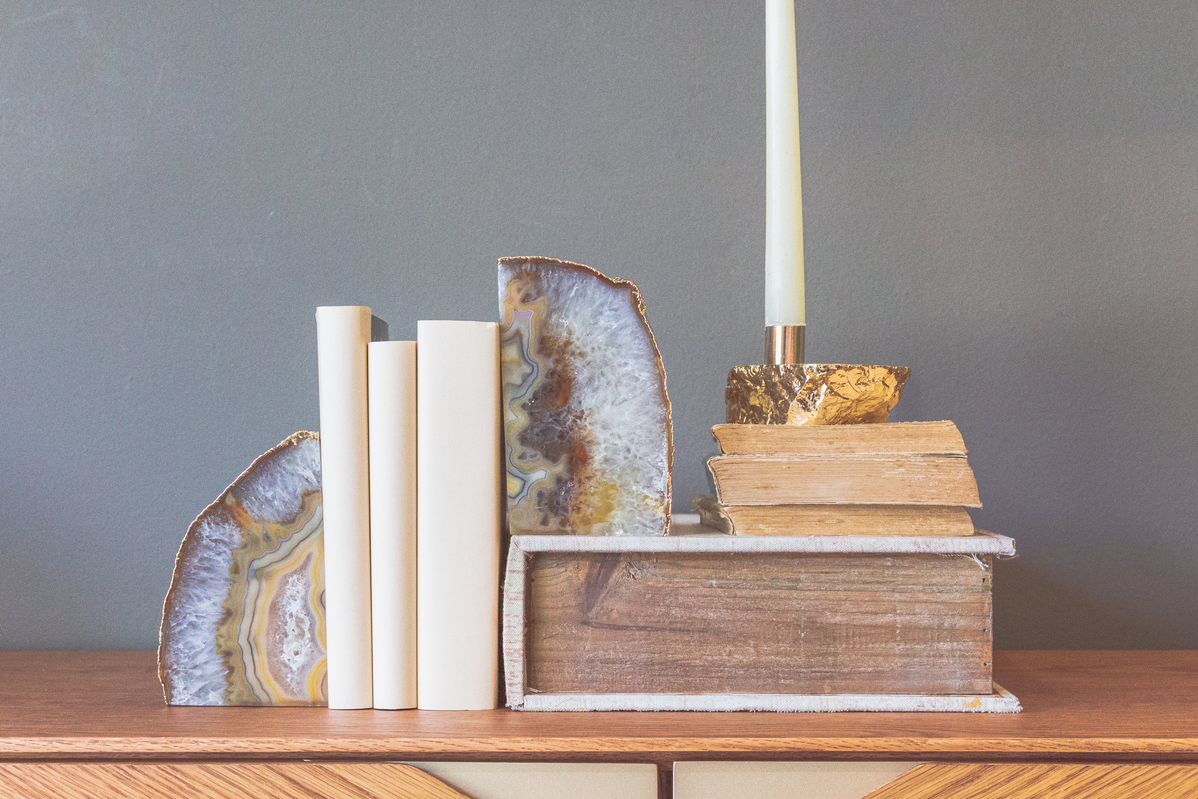 Agate Bookend Pair - Natural