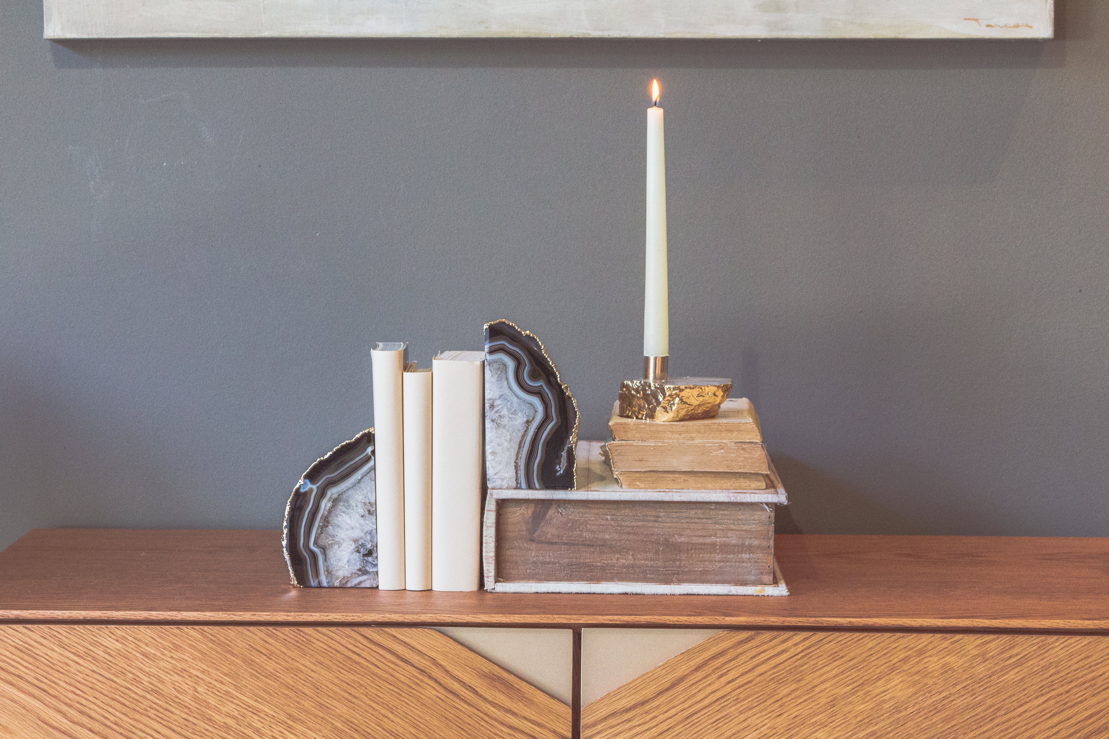 Agate Bookend Pair - Black