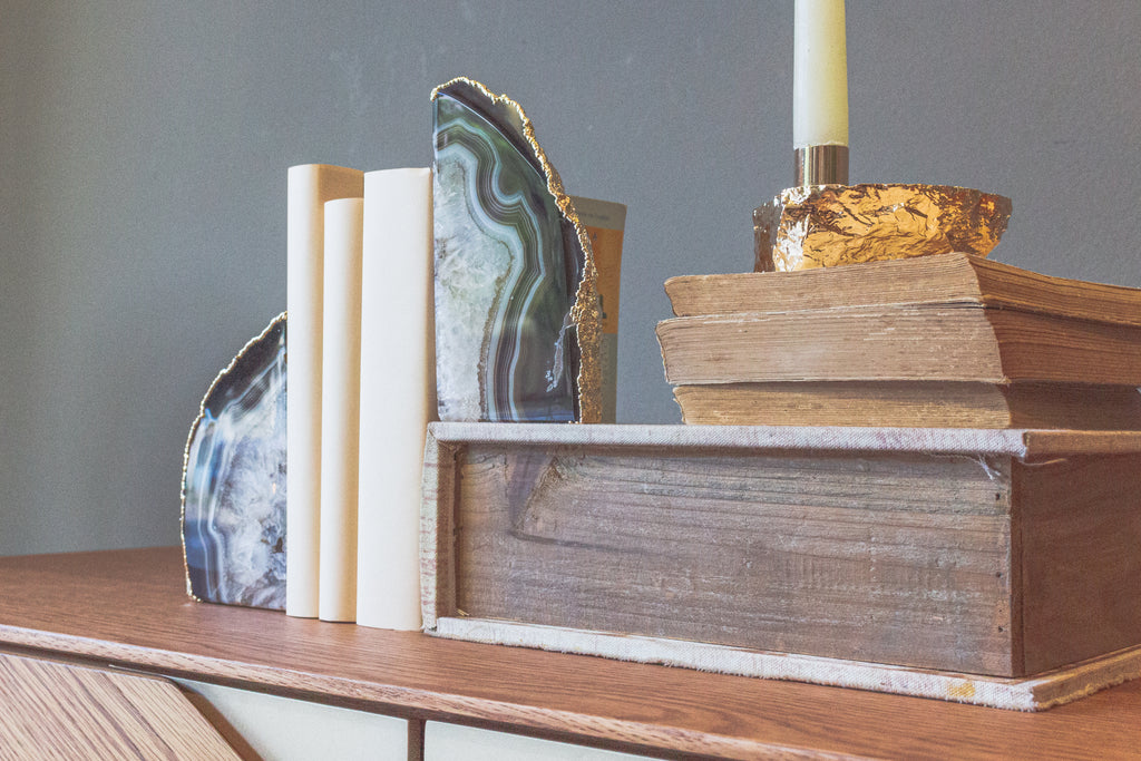 Agate Bookend Pair - Black