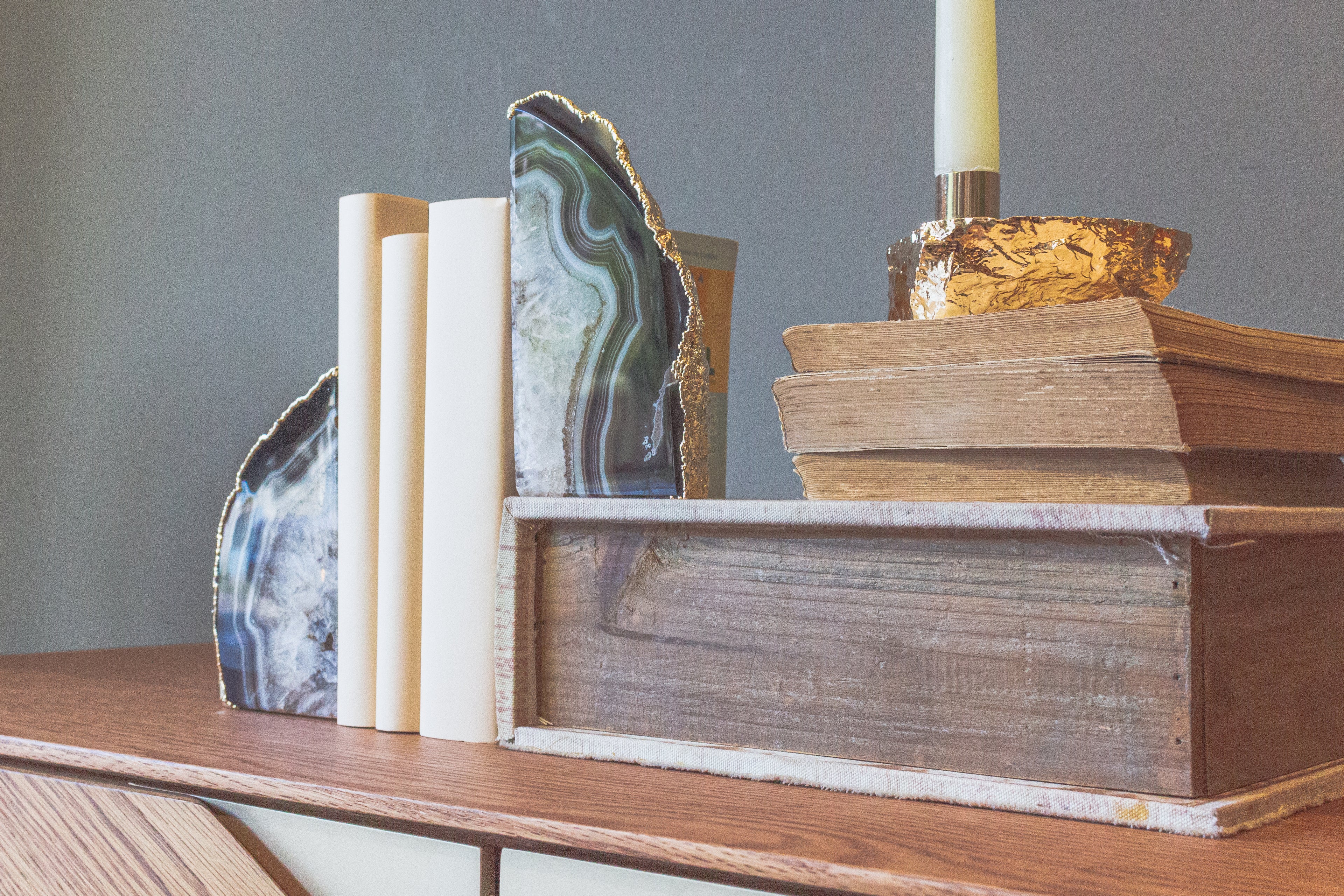 Agate Bookend Pair - Black