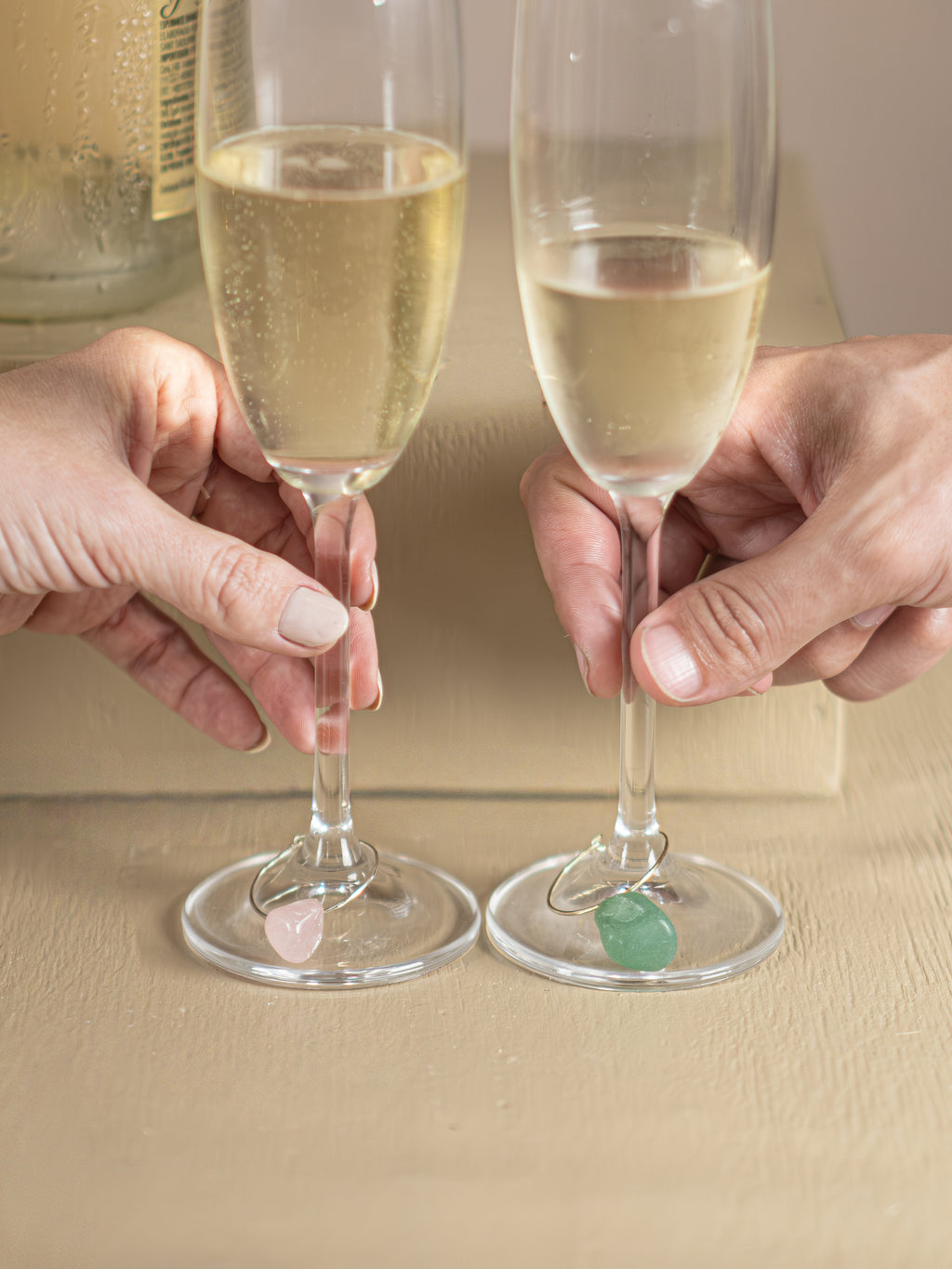 Crystal Quartz Wine Glass Charm Set