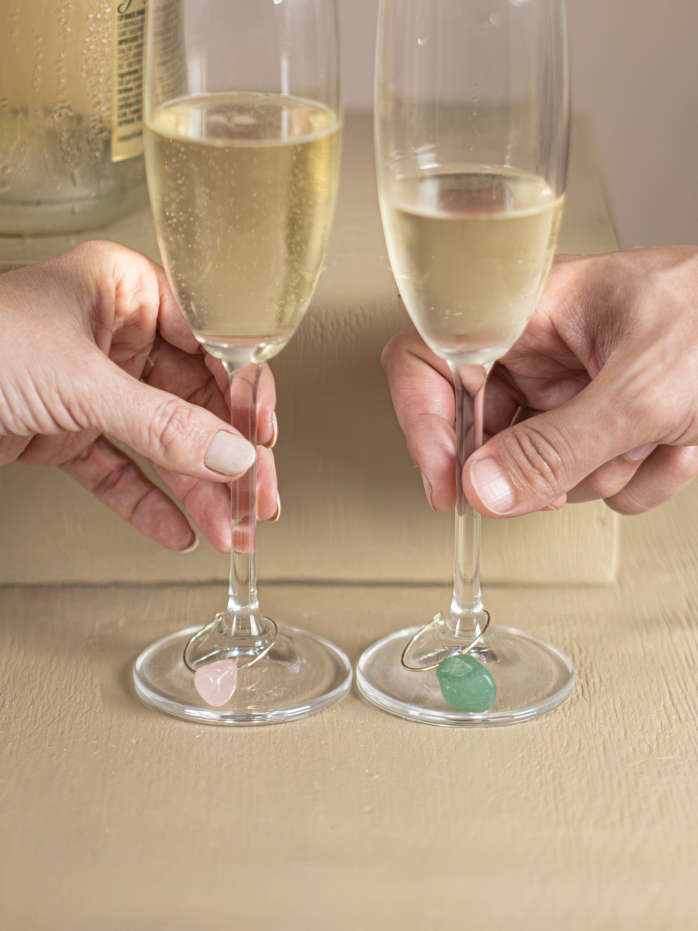 Crystal Quartz Wine Glass Charm Set