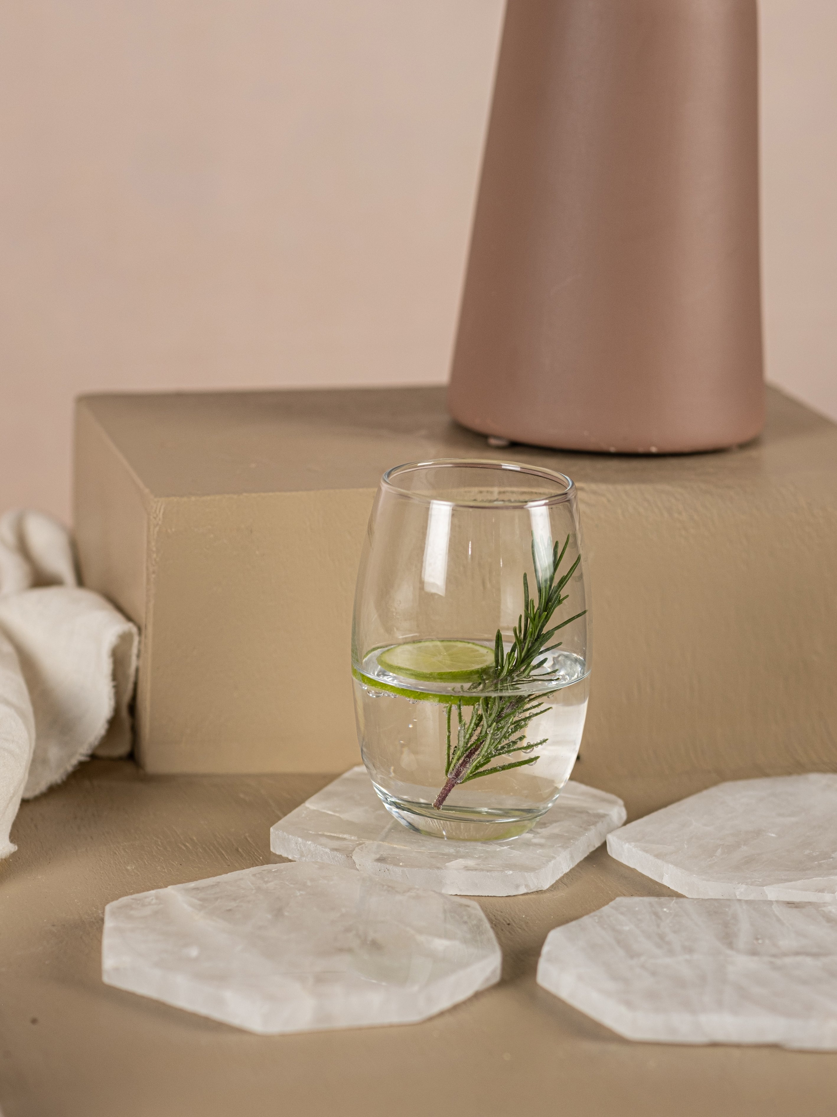 White Quartz Slab Drink Coaster