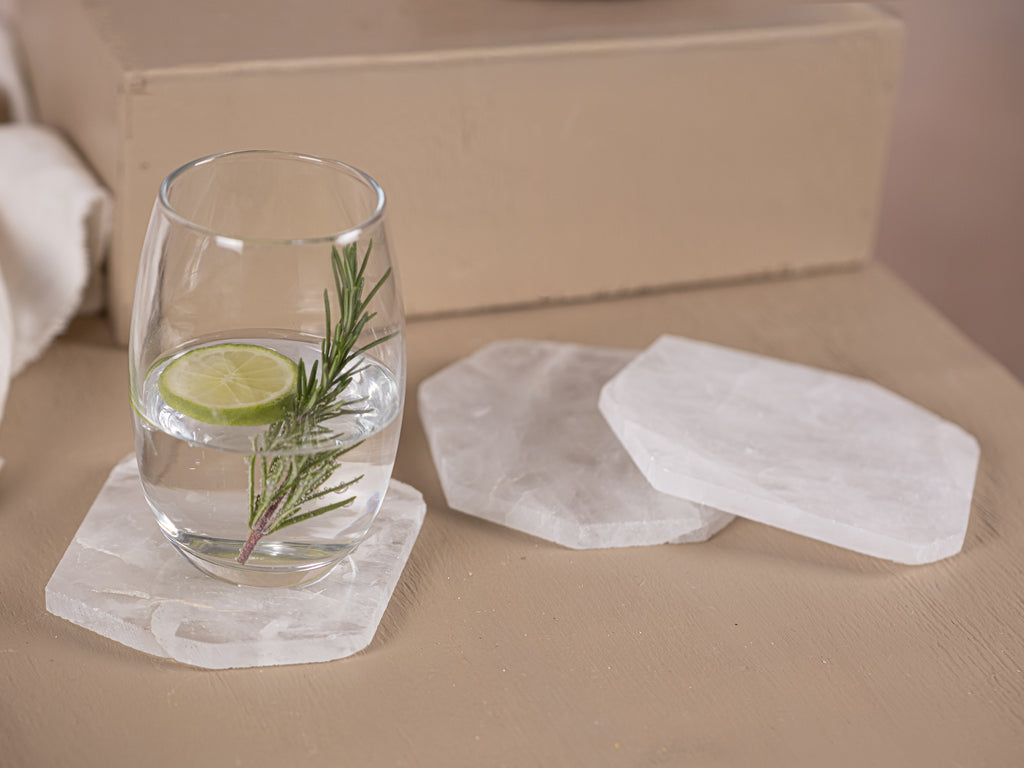 White Quartz Slab Drink Coaster