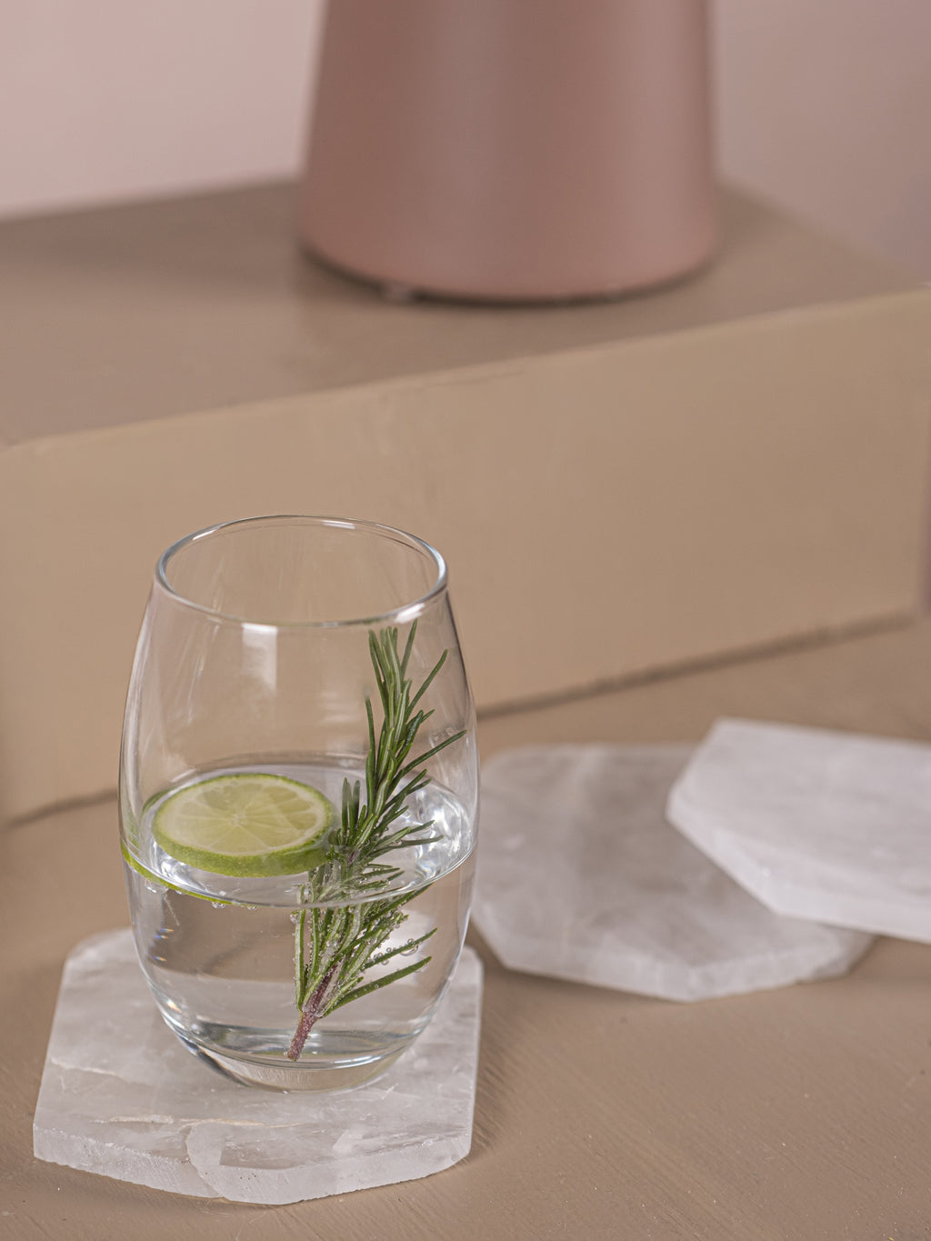 White Quartz Slab Drink Coaster