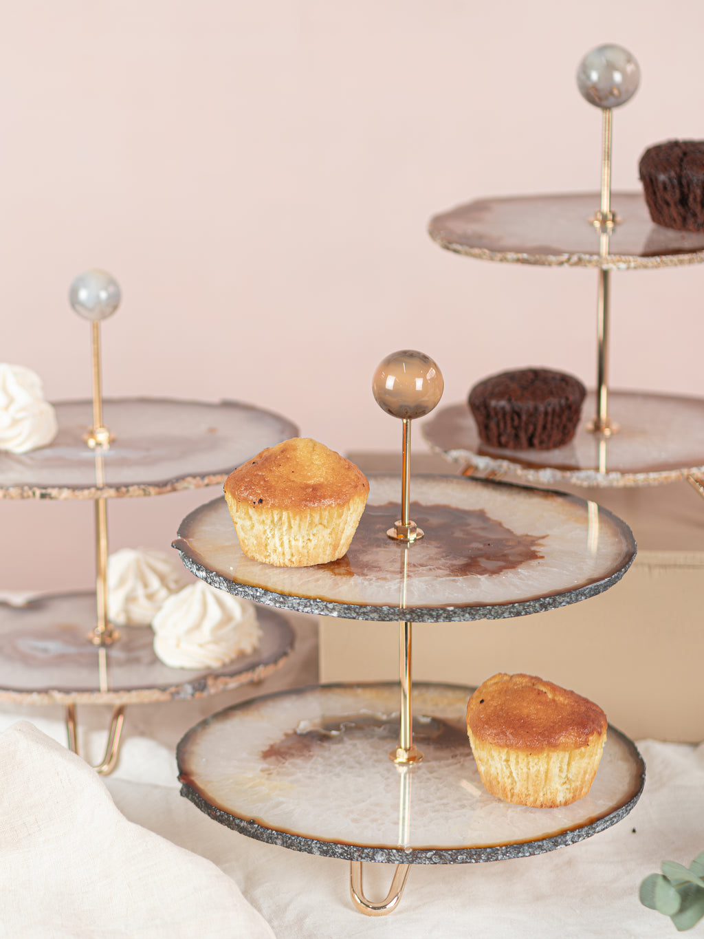 Agate Slice 2-Tier Serving Tray