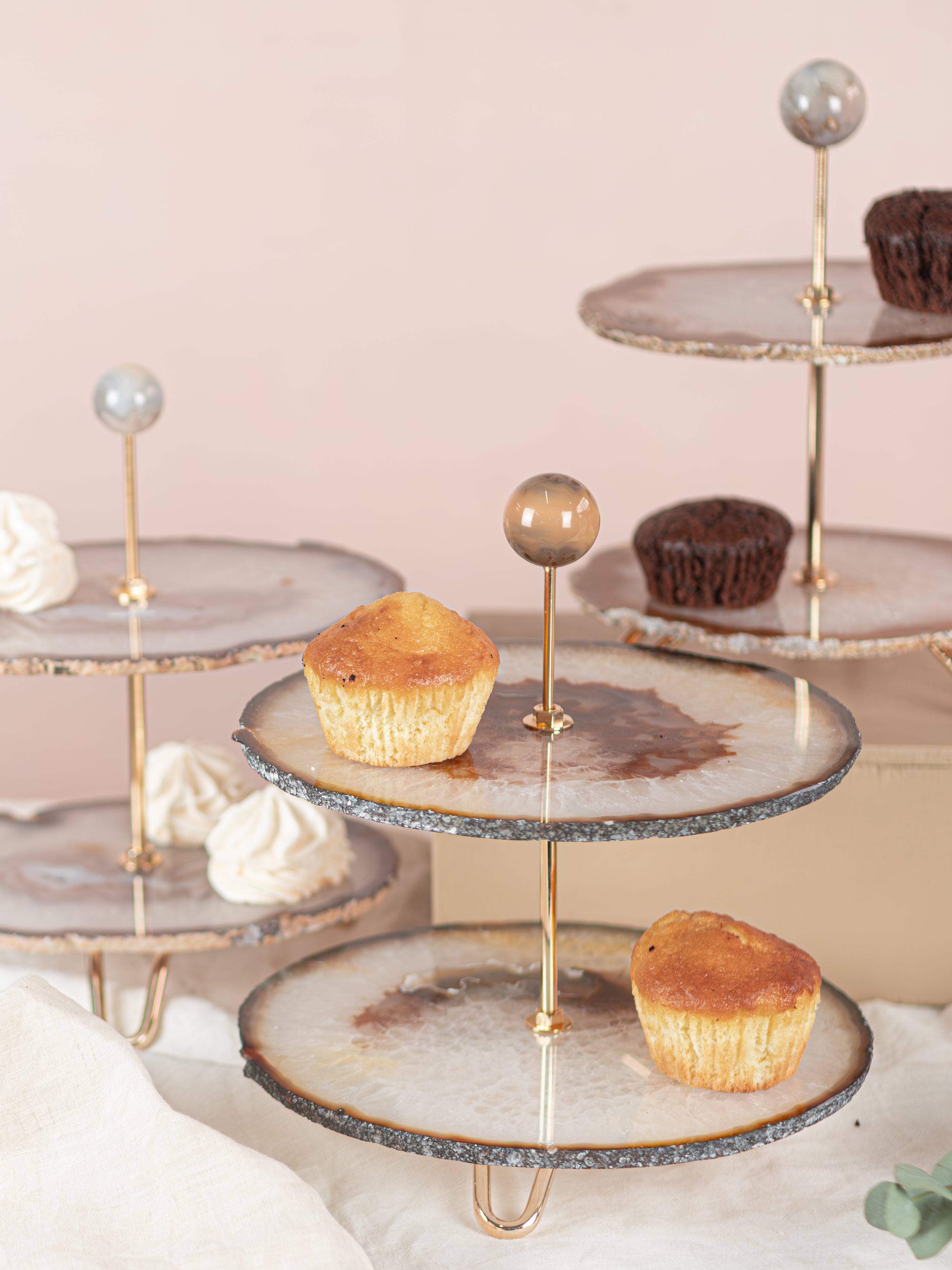 Agate Slice 2-Tier Serving Tray