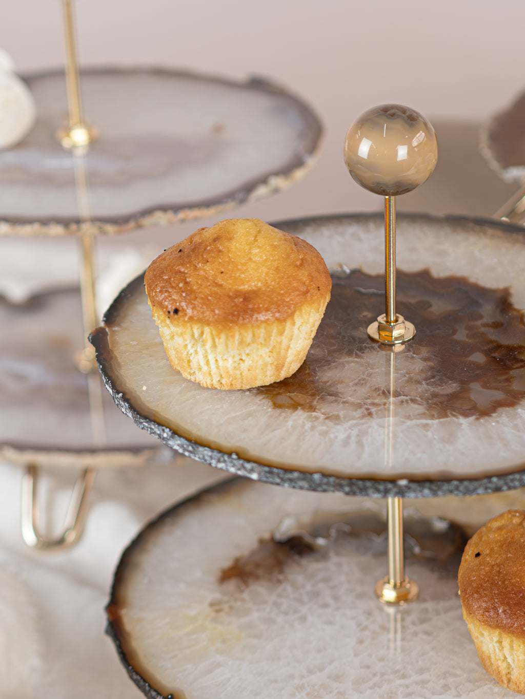 Agate Slice 2-Tier Serving Tray