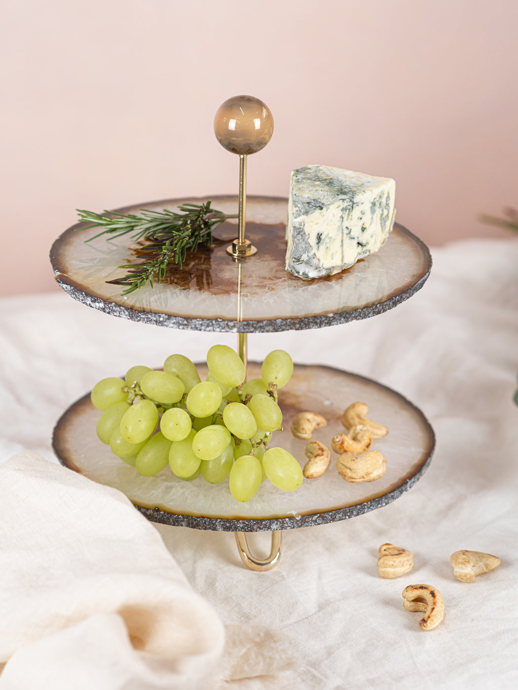 Agate Slice 2-Tier Serving Tray