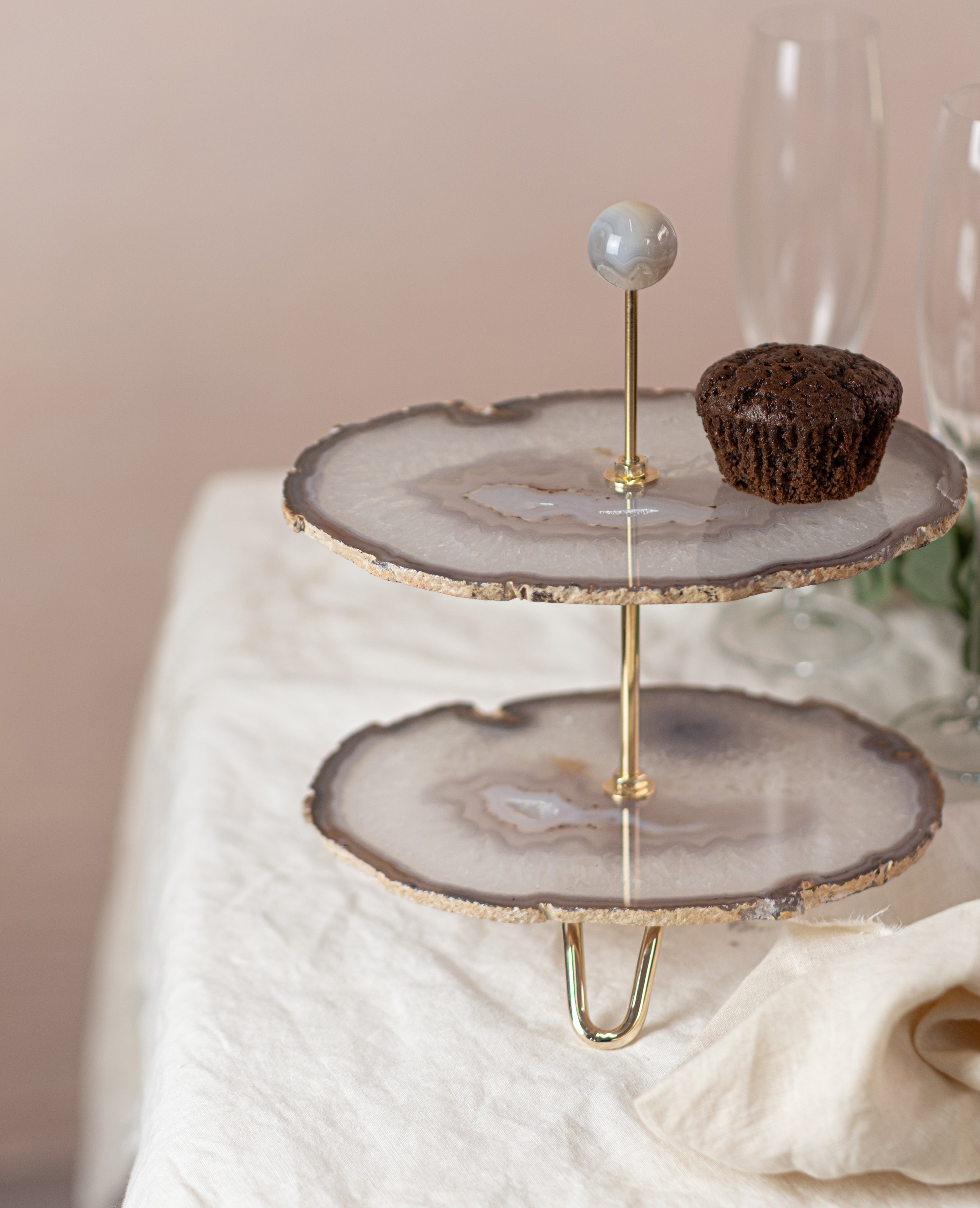 Agate Slice 2-Tier Serving Tray