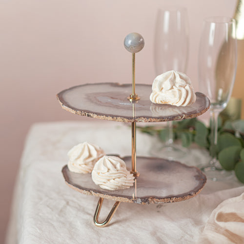 Agate Slice 2-Tier Serving Tray