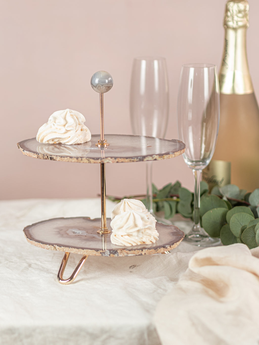 Agate Slice 2-Tier Serving Tray