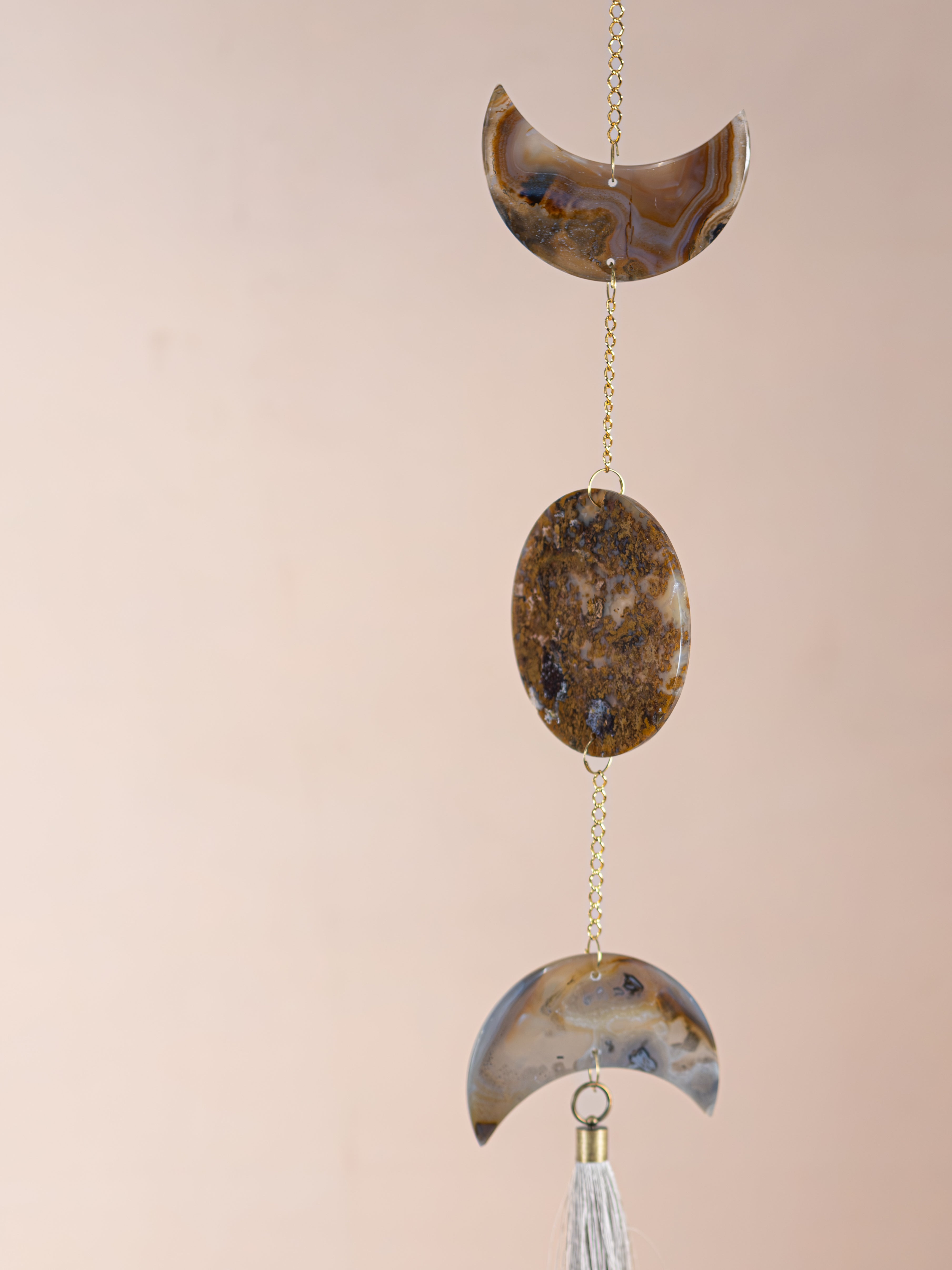 Lunar Agate Wall Hanging with Tassel