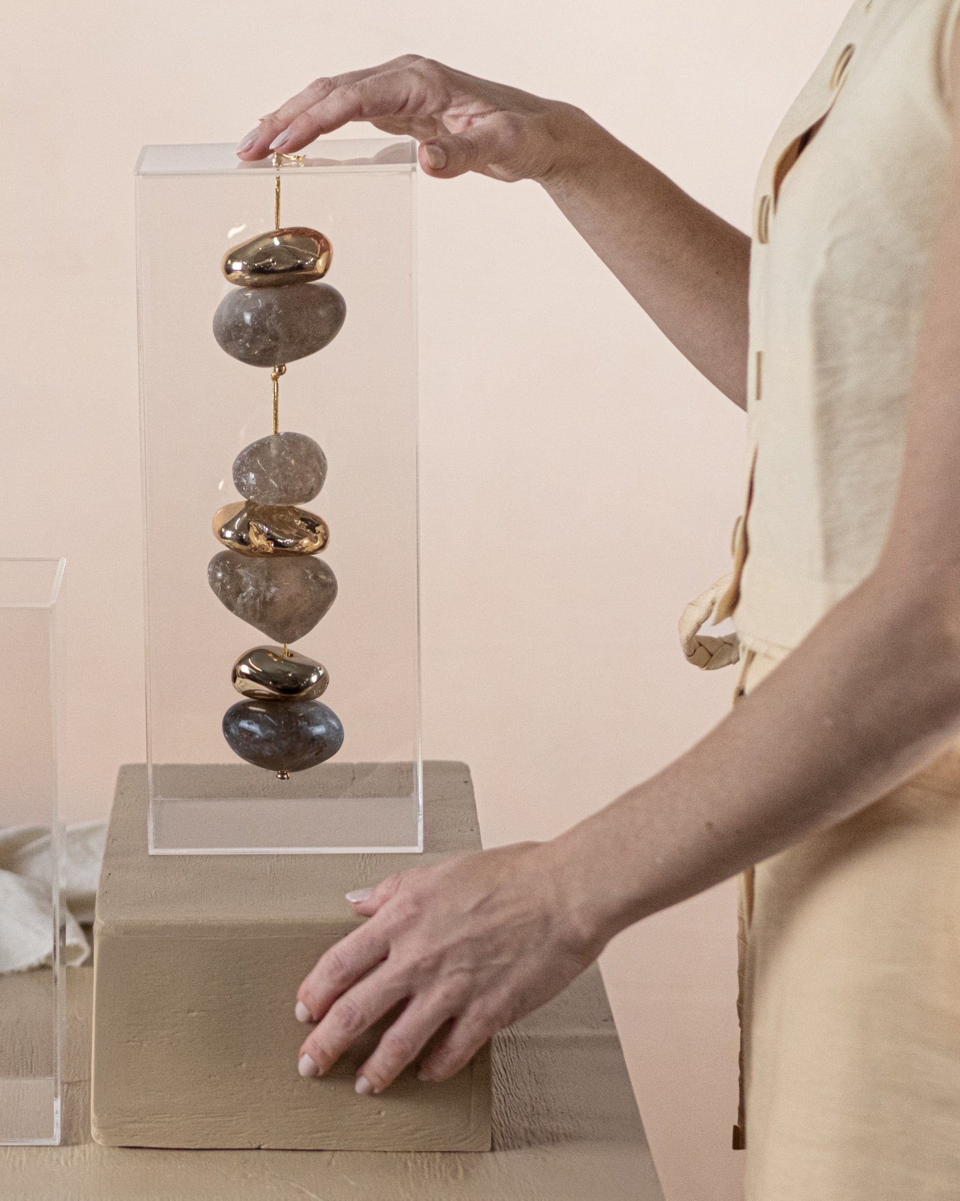 Smokey Quartz Acrylic Box Sculpure