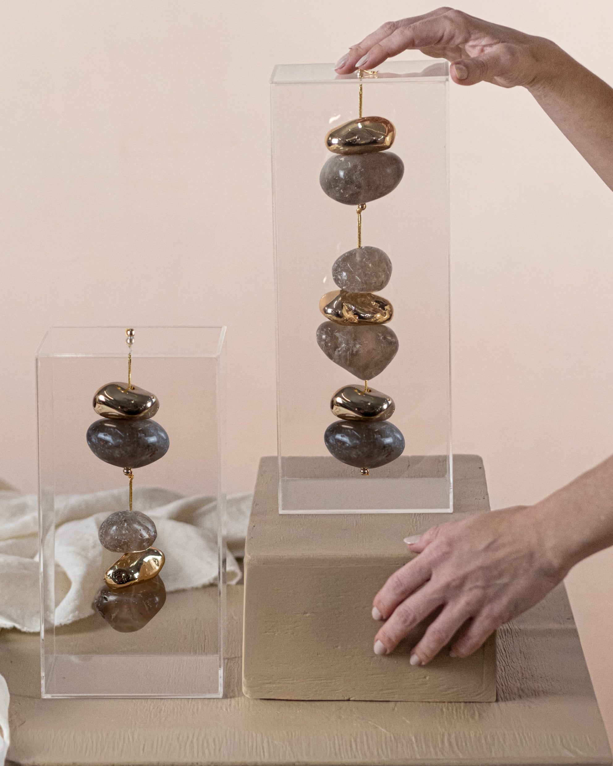 Smokey Quartz Acrylic Box Sculpure