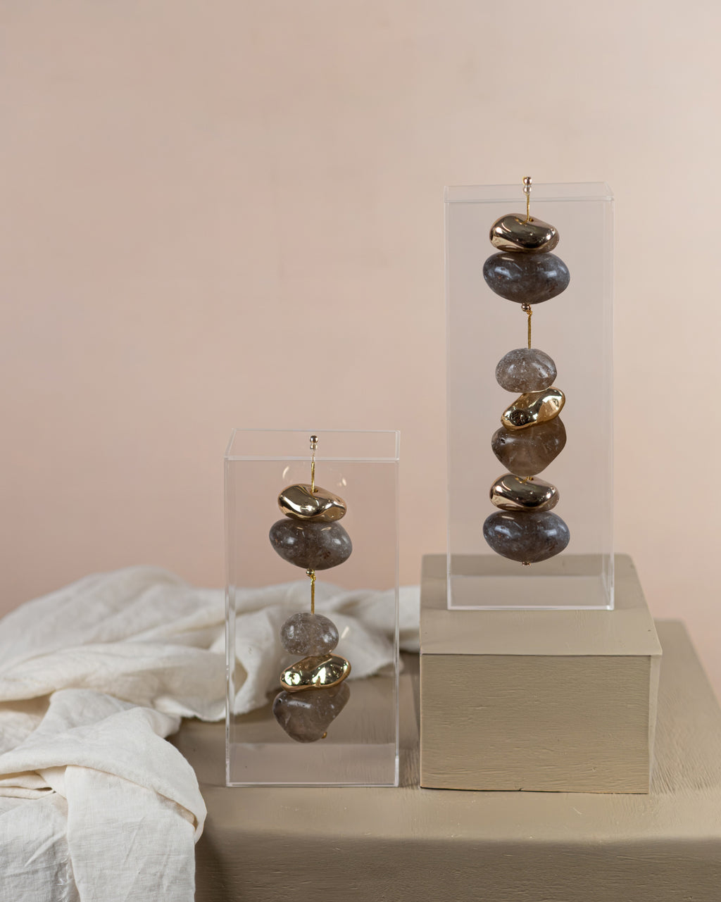 Smokey Quartz Acrylic Box Sculpure