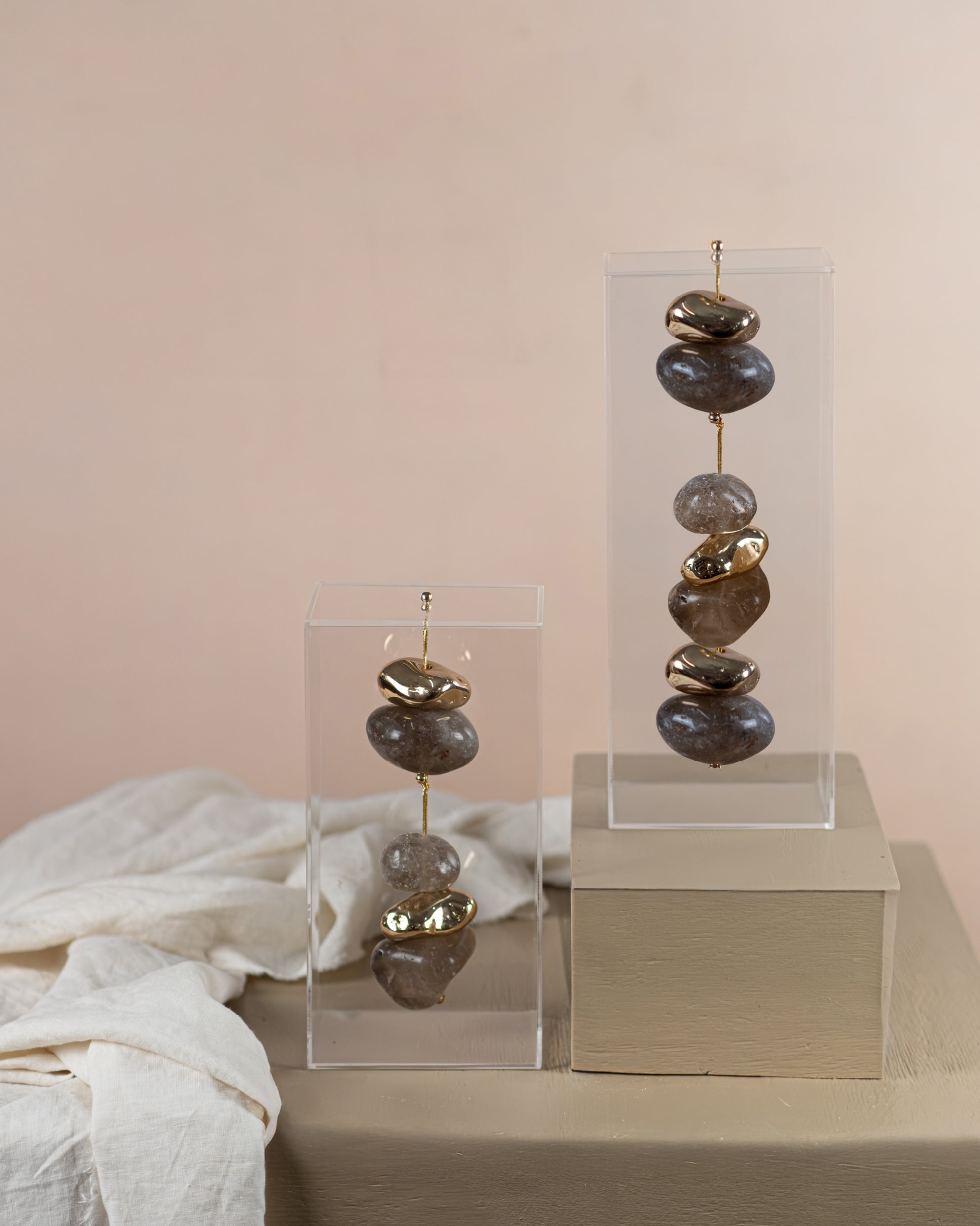 Smokey Quartz Acrylic Box Sculpure