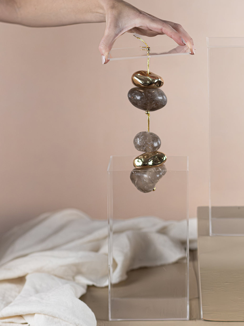 Smokey Quartz Acrylic Box Sculpure
