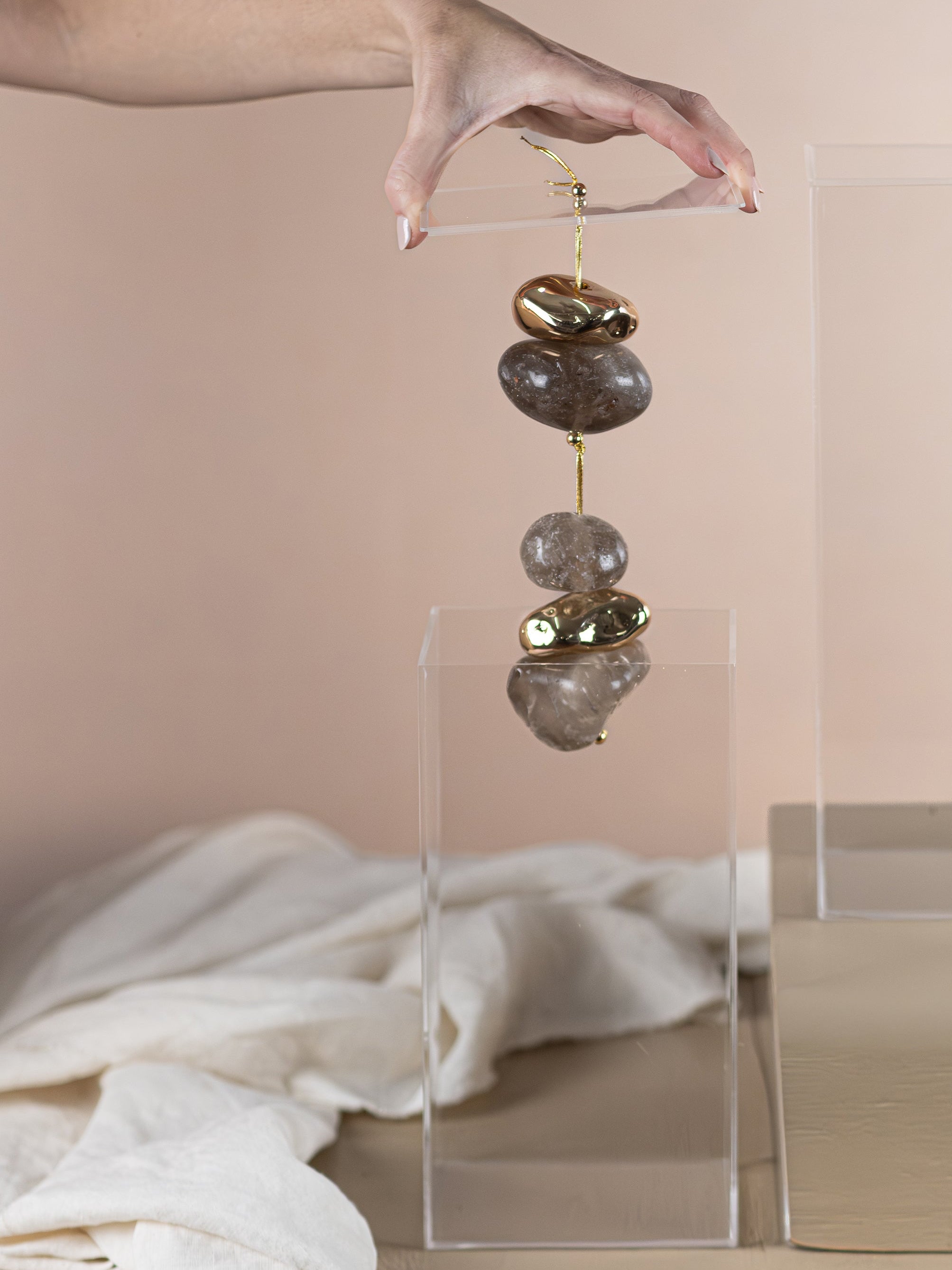 Smokey Quartz Acrylic Box Sculpure