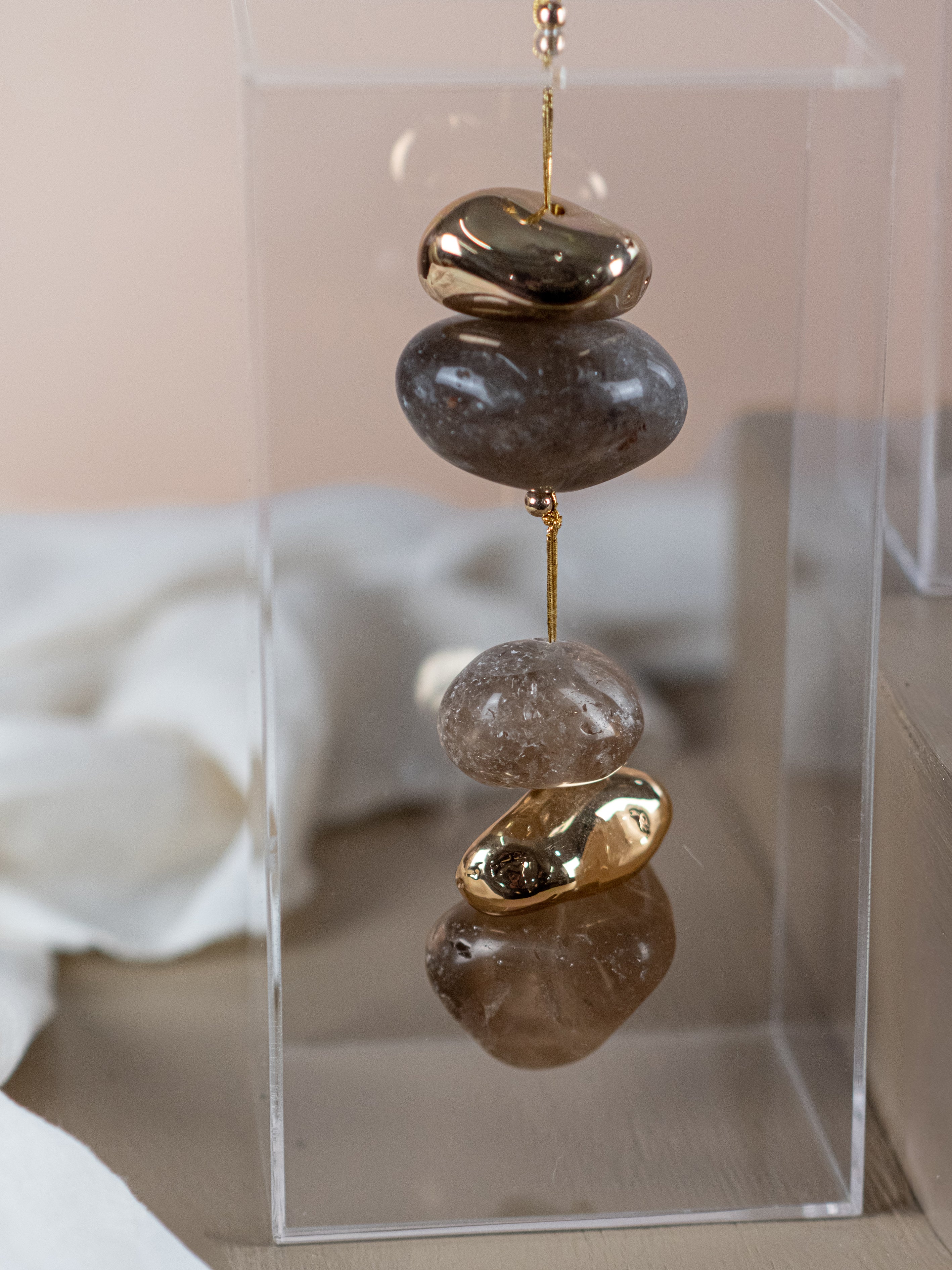 Smokey Quartz Acrylic Box Sculpure