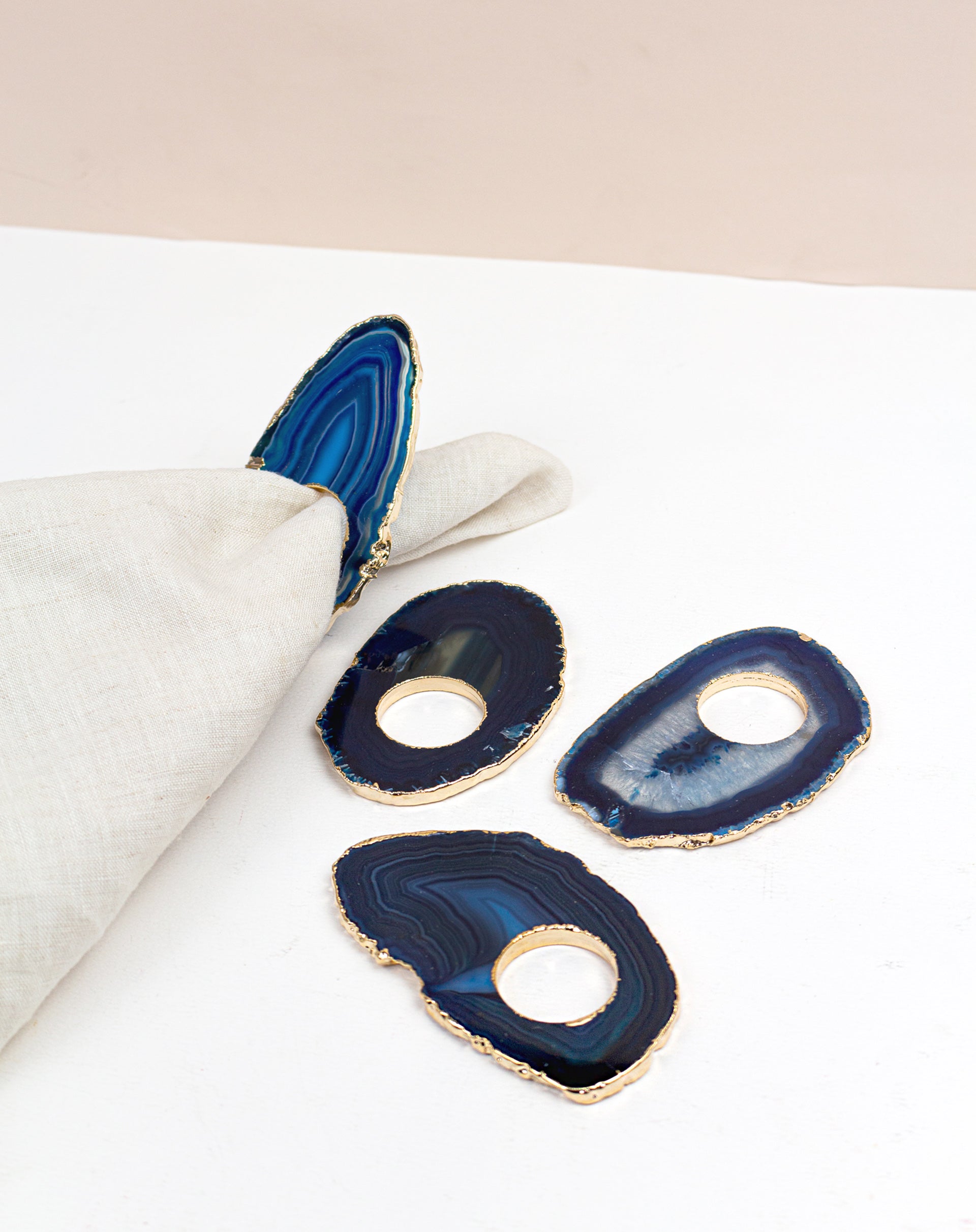 Napkin Ring in Agate Slice - Blue