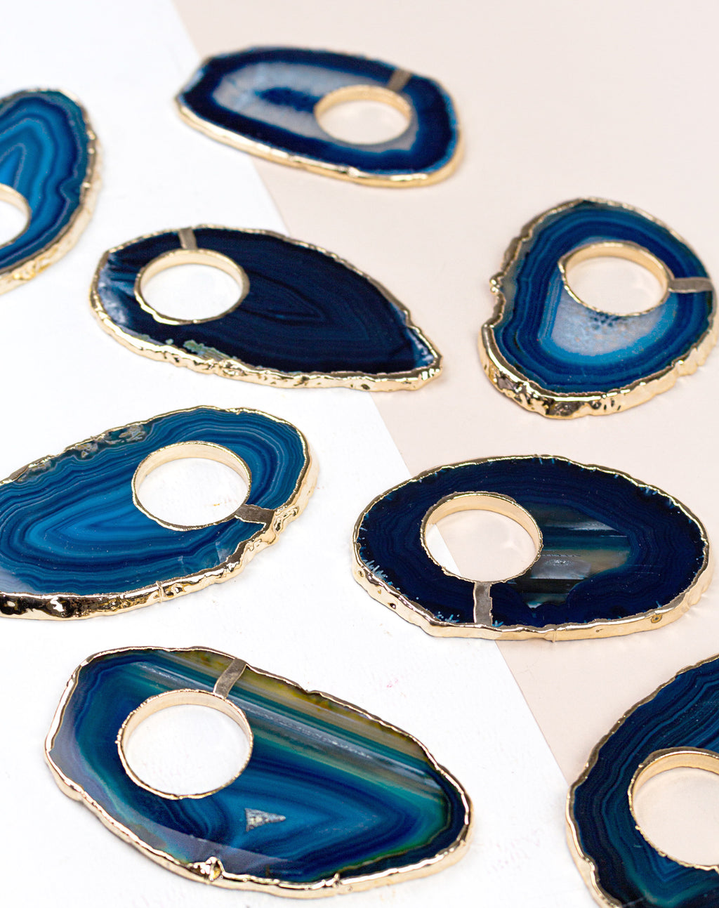 Napkin Ring in Agate Slice - Blue