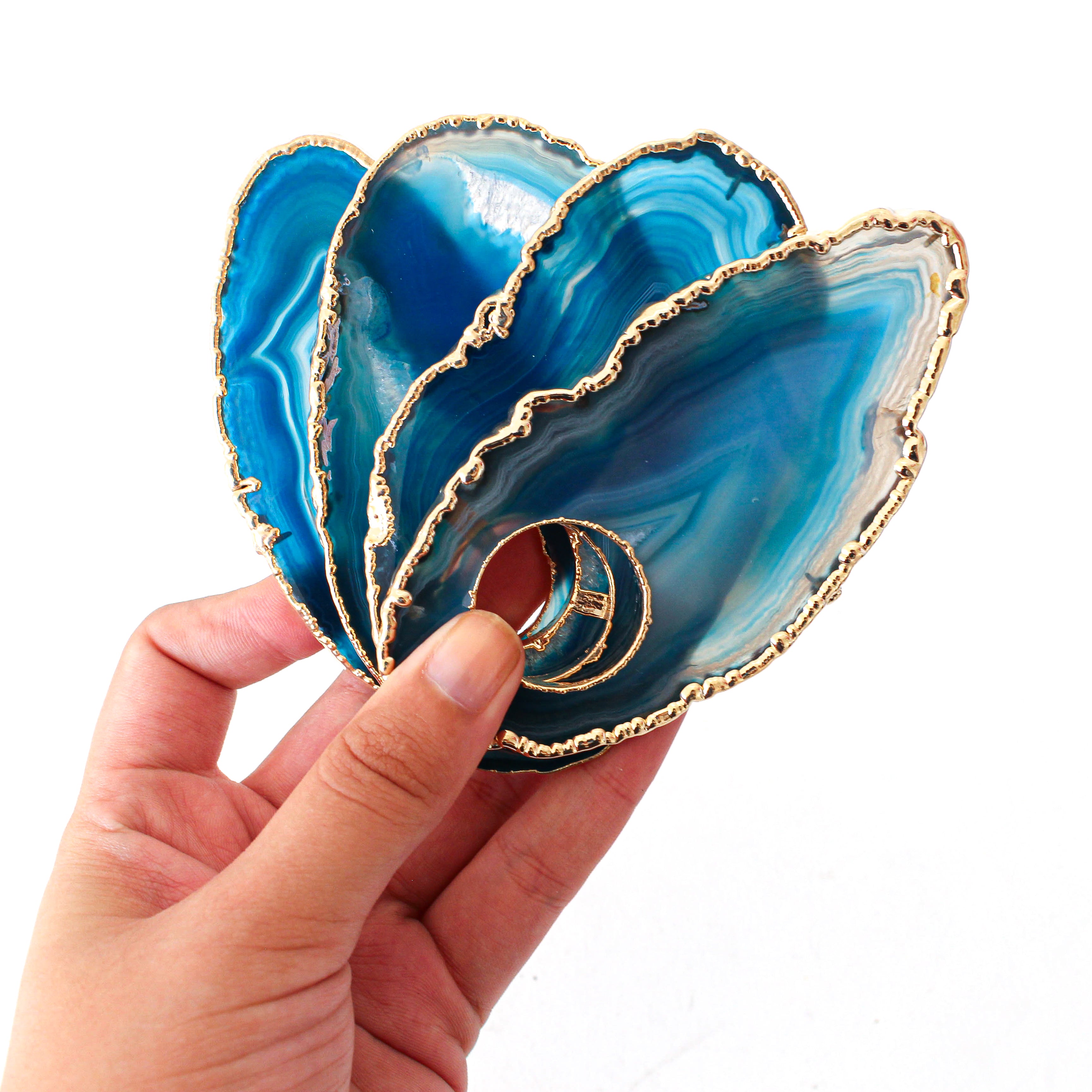 Napkin Ring in Agate Slice - Blue
