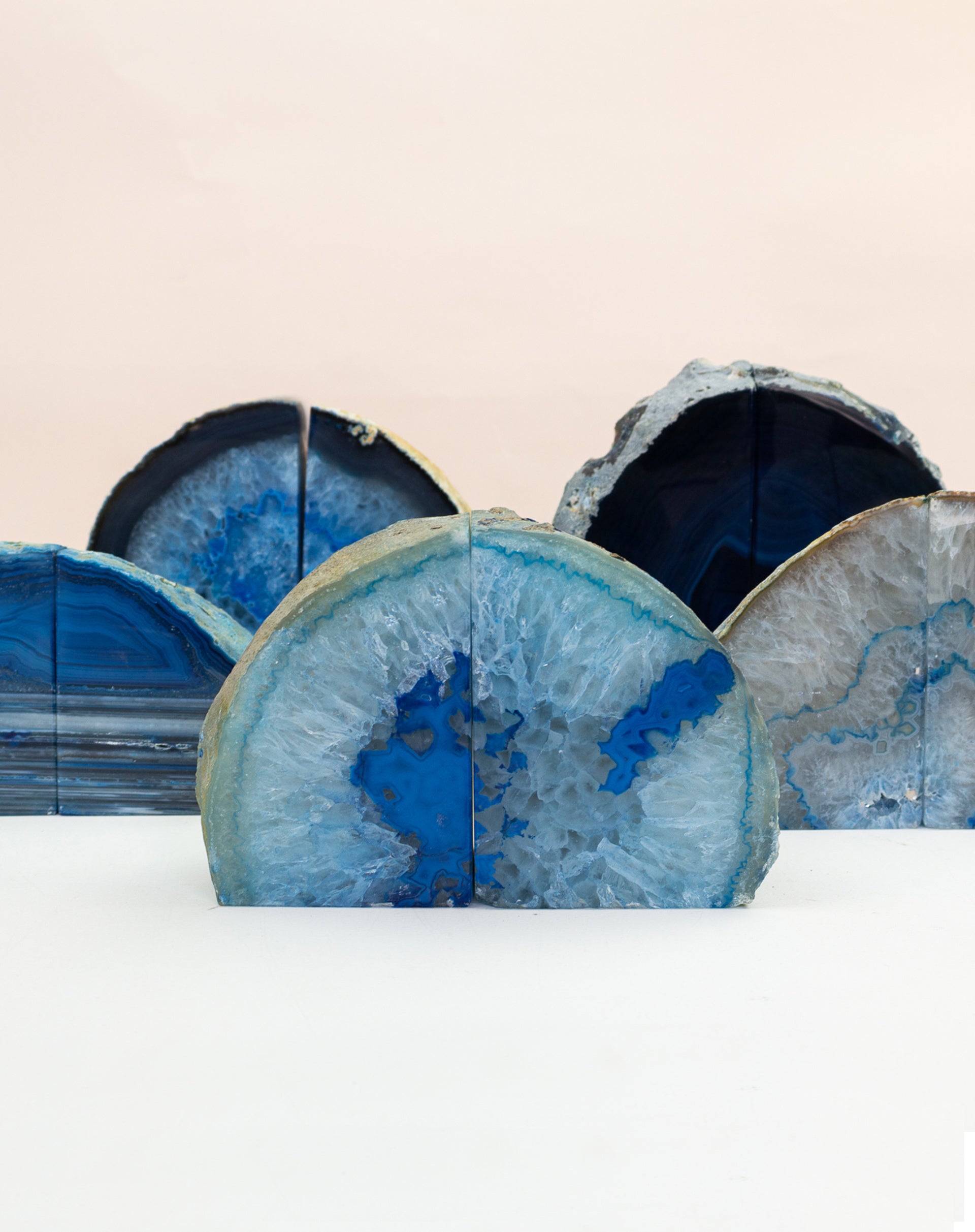Agate Bookend Pair - Blue