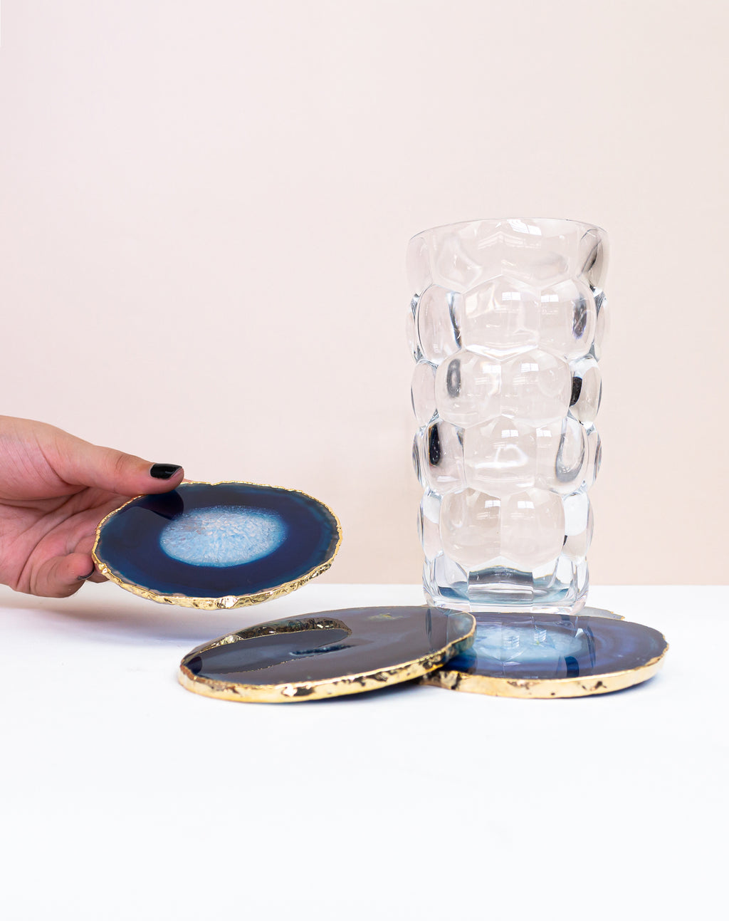 Agate Slice Drink Coaster - Blue