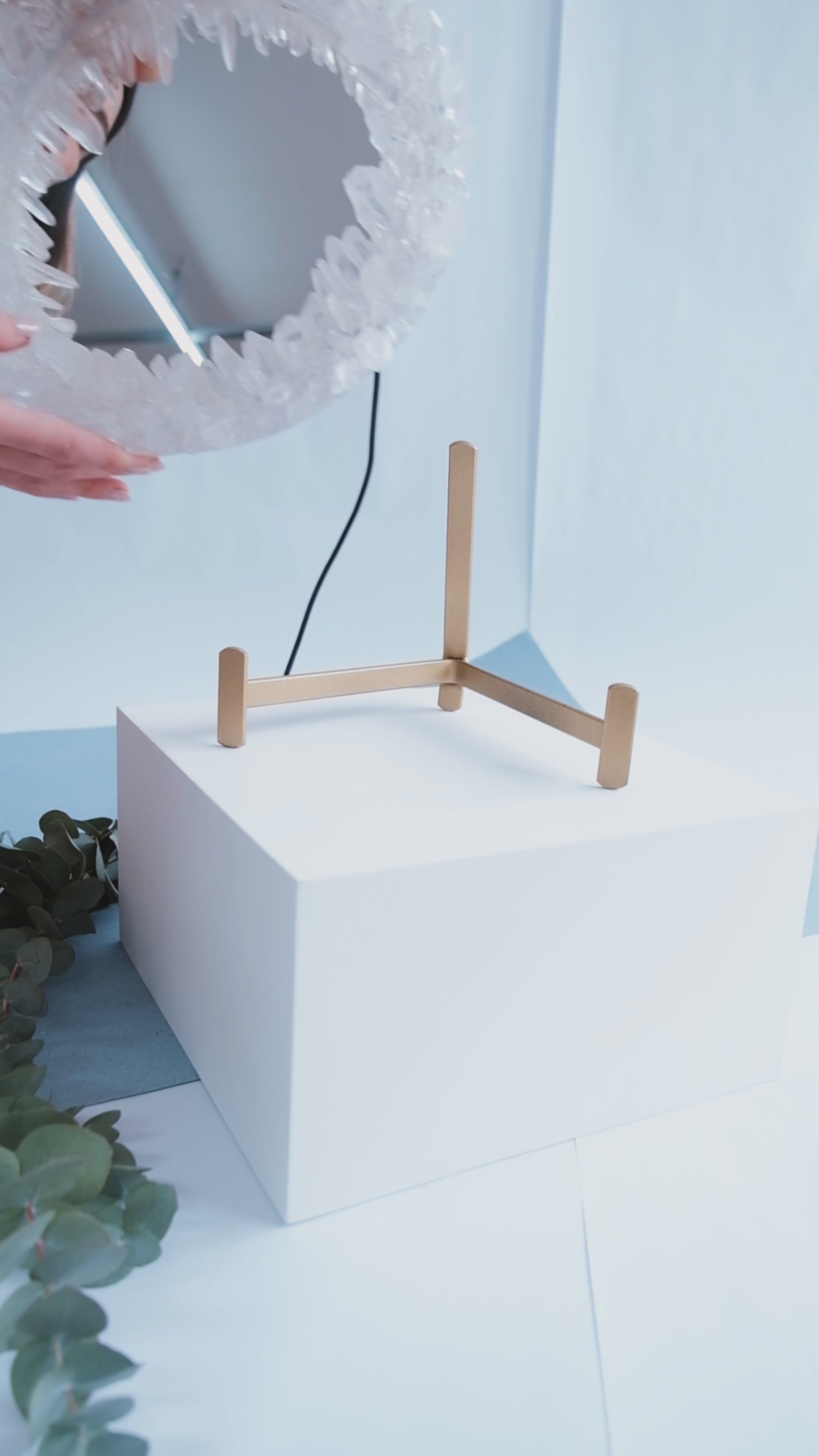 Metal Stand for Round LED Mirror - Gold