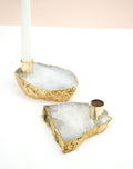 Crystal Slab Candle Holder - White Quartz