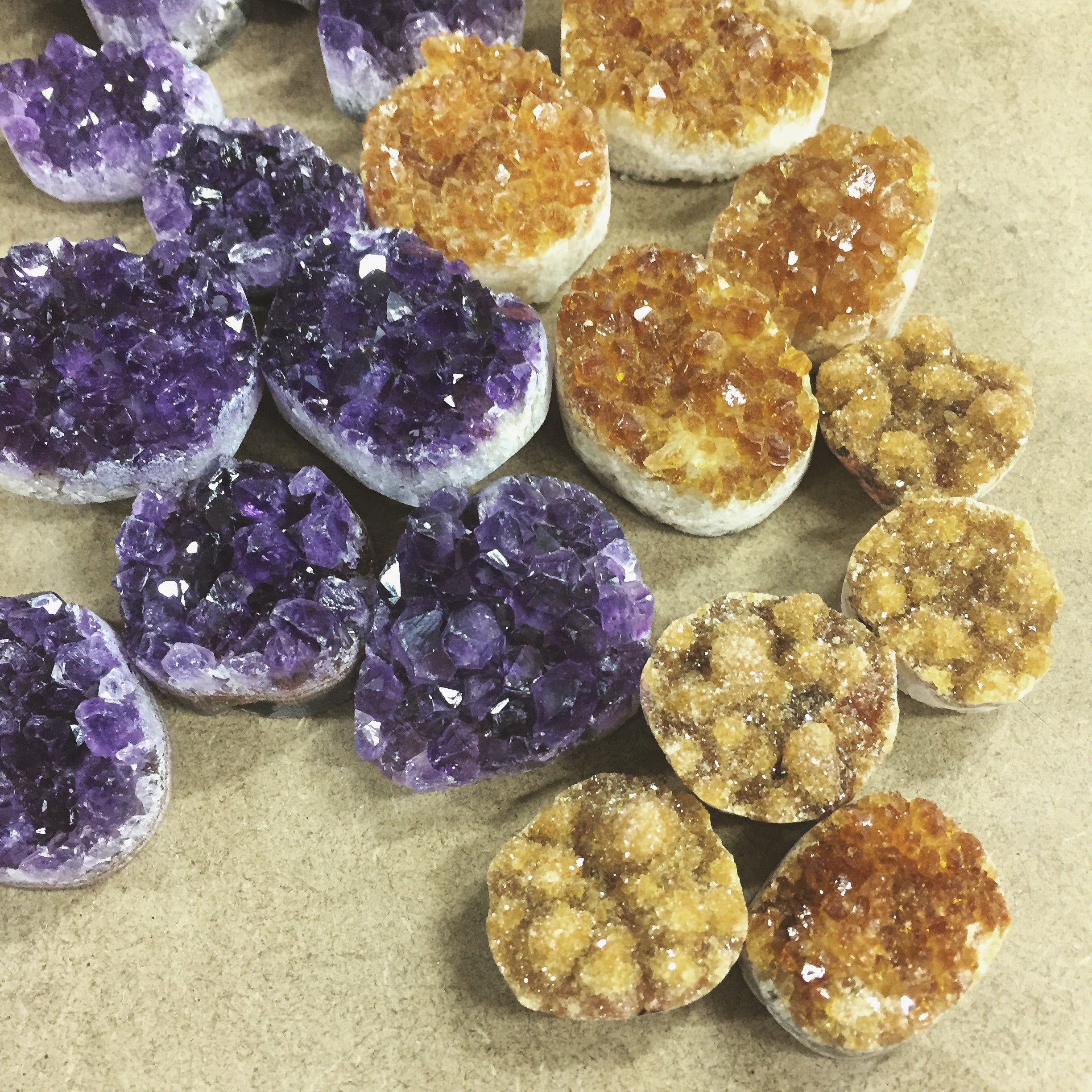 Amethyst or Citrine Druzy Cabochon - Flat Back